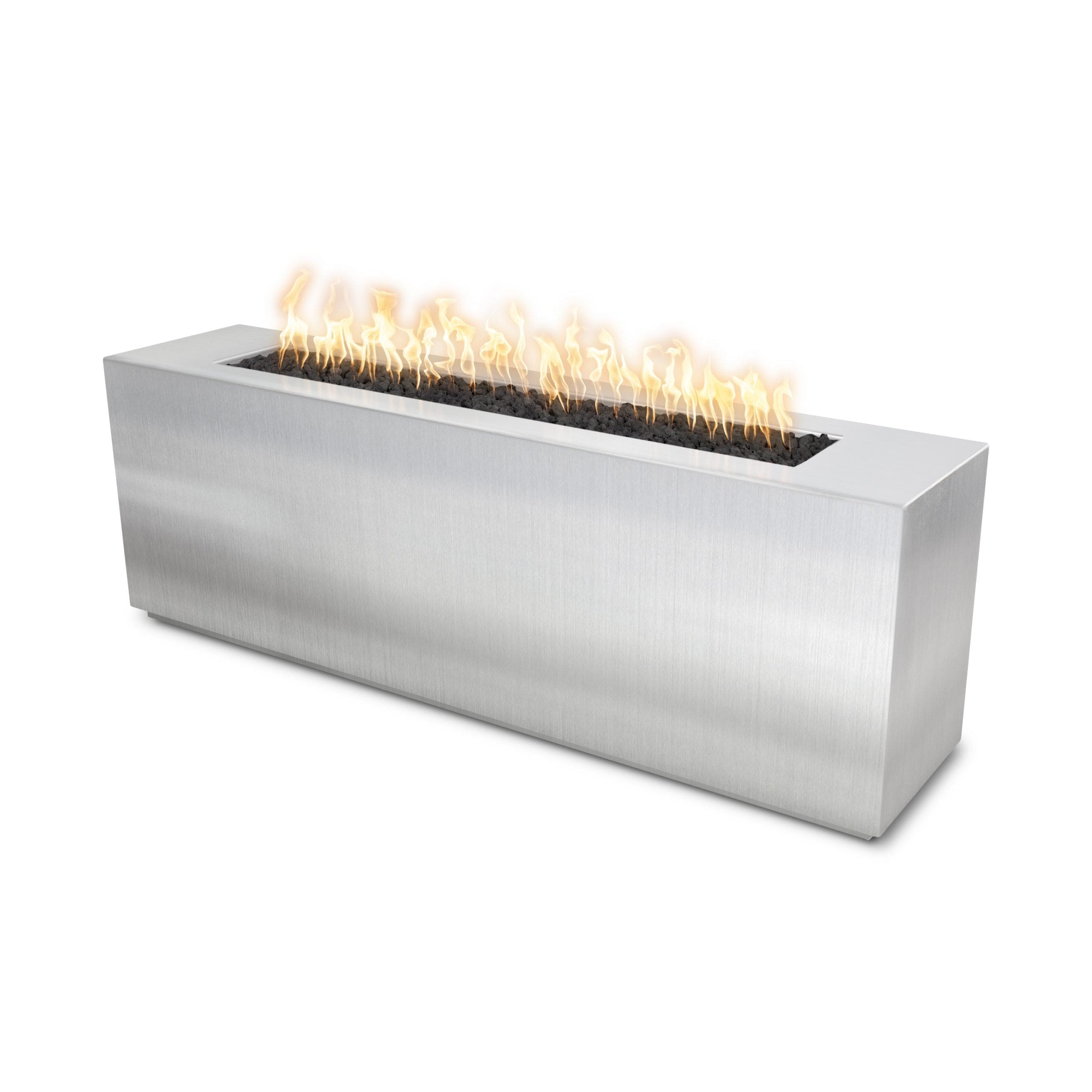 Carmen Metal Linear Outdoor Fire Pit - Modern Patio Fireplace for Backyard, Garden, and Camping - Durable Stainless Steel Design for Year-Round Use