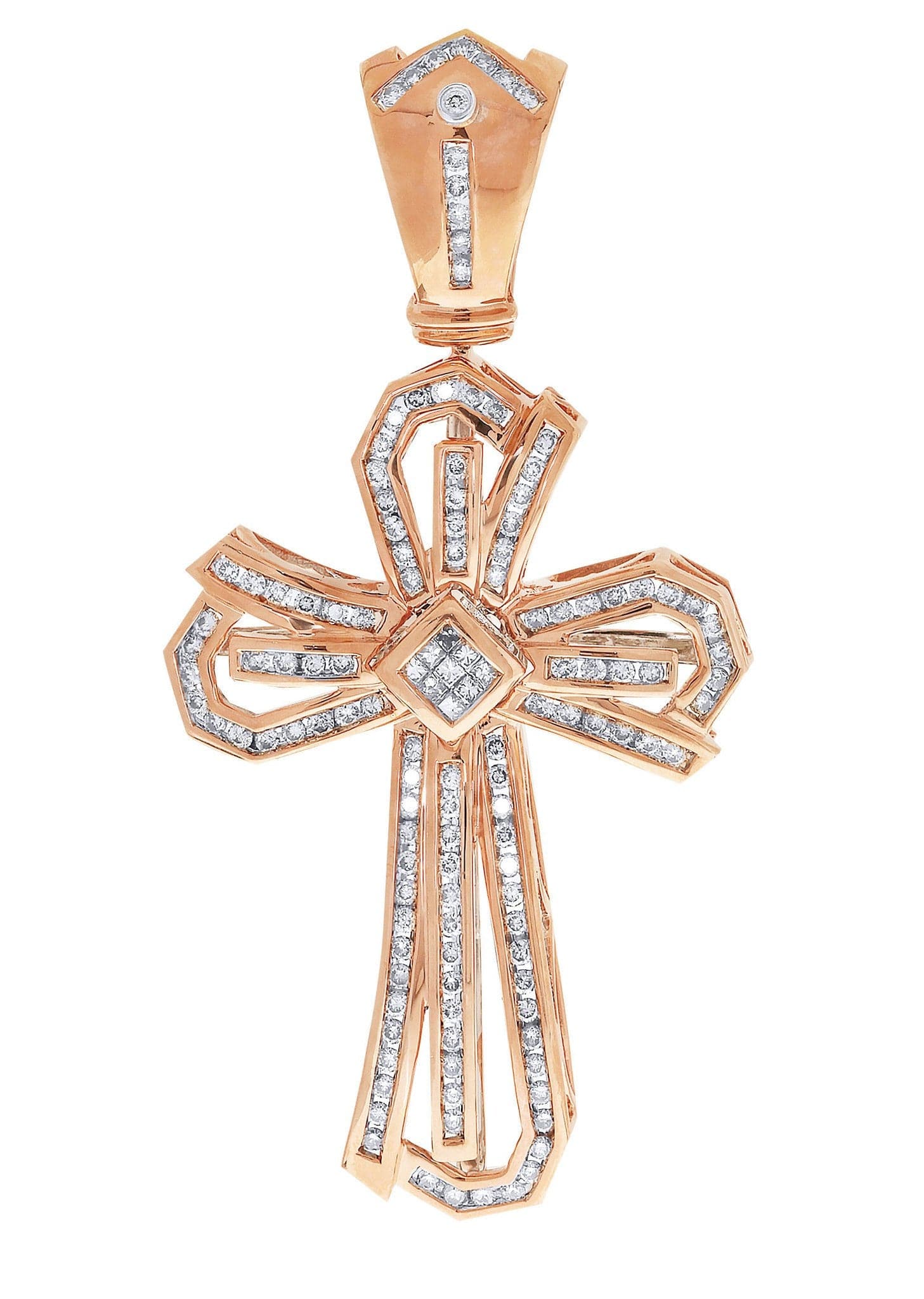 2.32 Carat Diamond Cross Pendant Necklace - 18.21 Grams Solid Gold Religious Jewelry for Women - Perfect for Baptism, First Communion & Special Occasions