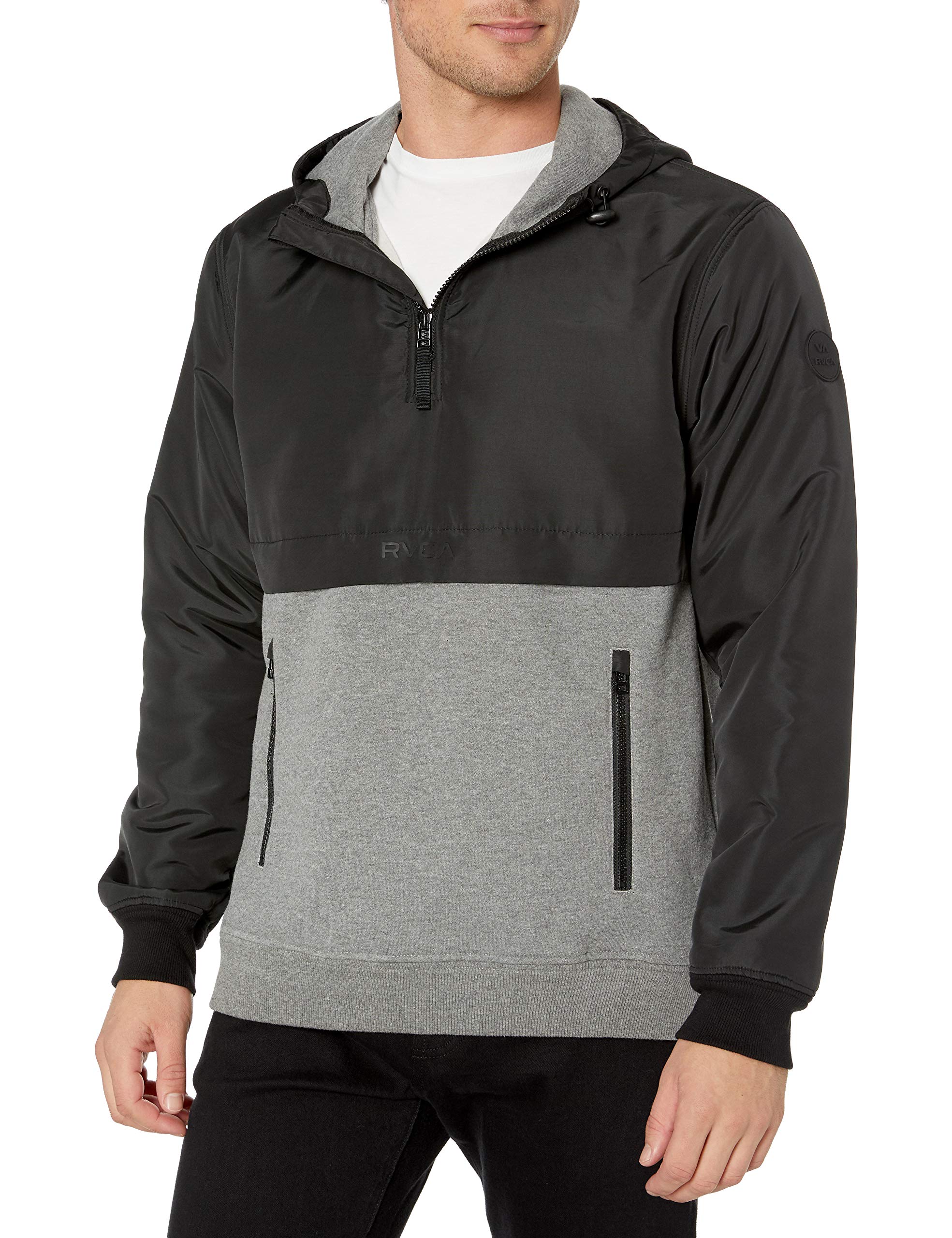 RVCA Men's Camden Fleece Anorak Jacket - Lightweight Water-Resistant Pullover Hoodie for Outdoor Hiking & Casual Wear