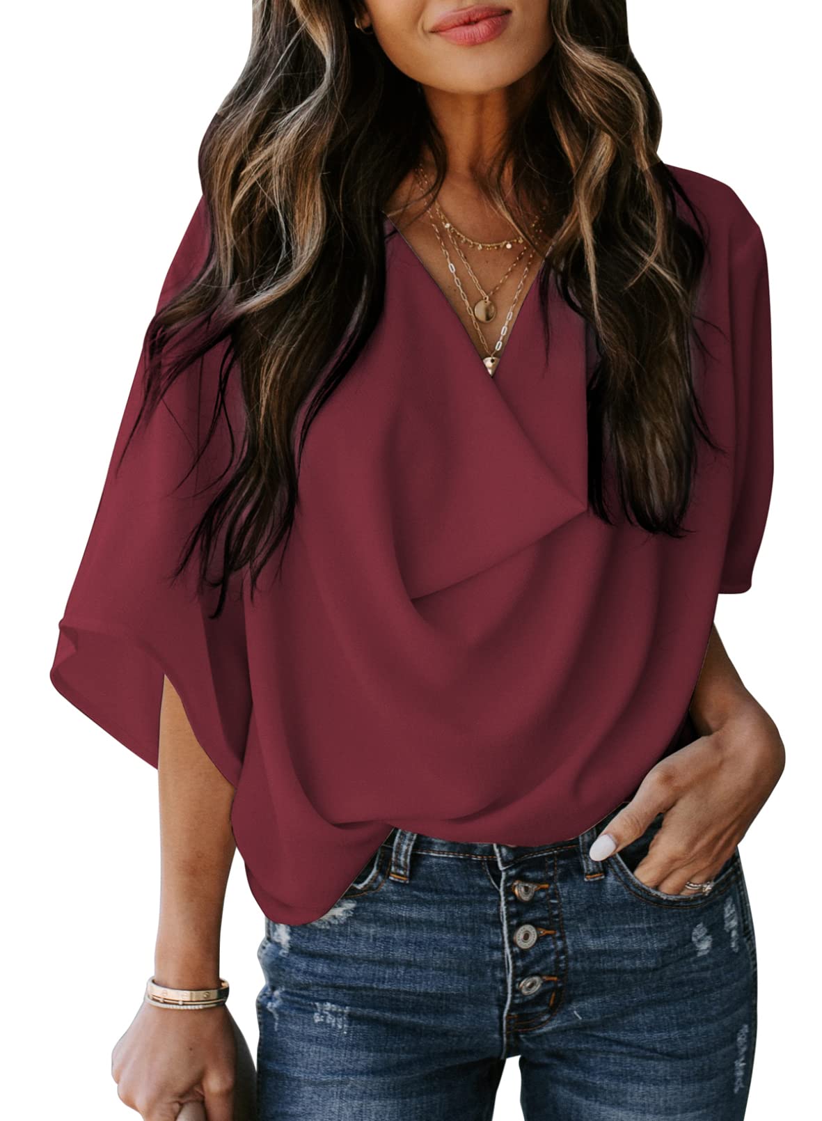 Hotapei Women's Work & Casual Blouses - Summer Short Sleeve Tops for Office, Date Night & Everyday Wear | Breathable & Stylish Shirts