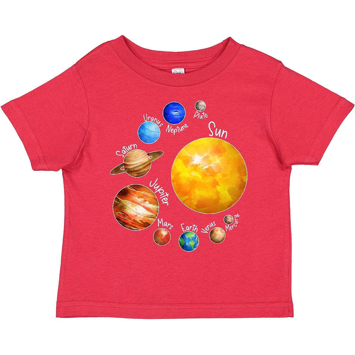 Inktastic Sun and Planets - Yes, and Pluto Toddler T-Shirt | Cute Space-Themed Shirt for Kids | Perfect for School, Playdates & Astronomy Enthusiasts