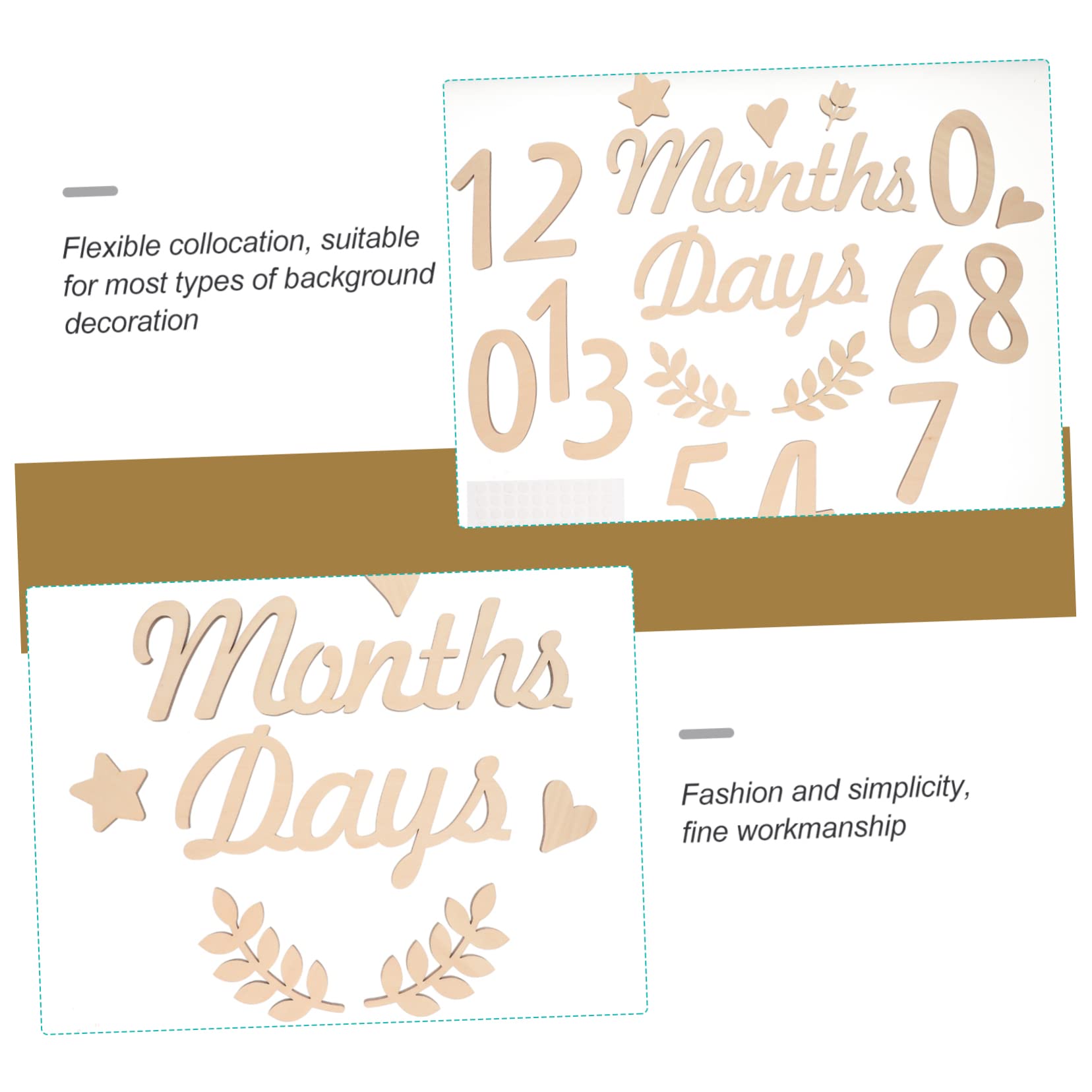 ifundom 5 Sets Wooden Baby Milestone Cards - Monthly Number Signs for Newborn Photography, Baby Shower Decor & First Birthday Party Decorations