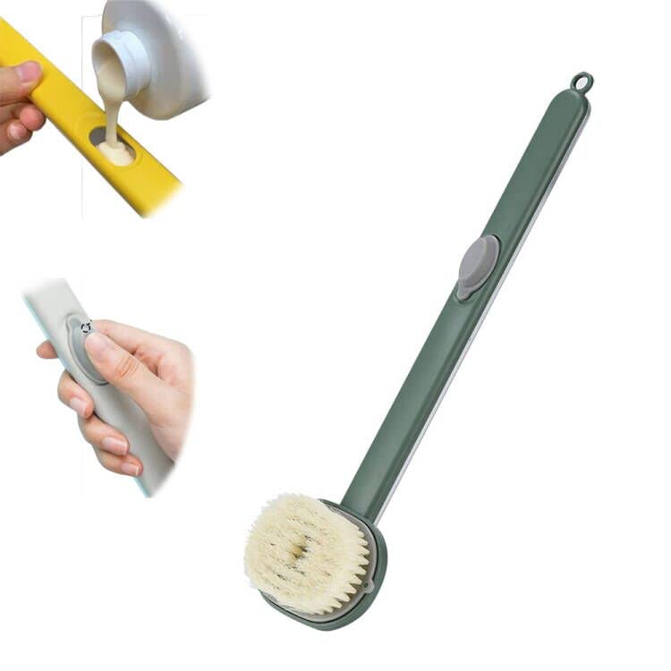 Long Handle Bath Massage Brush with Soft Bristles - Exfoliating Back Scrubber for Deep Cleaning & Skin Care | Shower Body Brush with Extended Handle for Easy Reach | Perfect for Exfoliation, Dead Skin Removal & Relaxing Massage (Green) - Ideal for Shower, Bath & Spa Use at Home