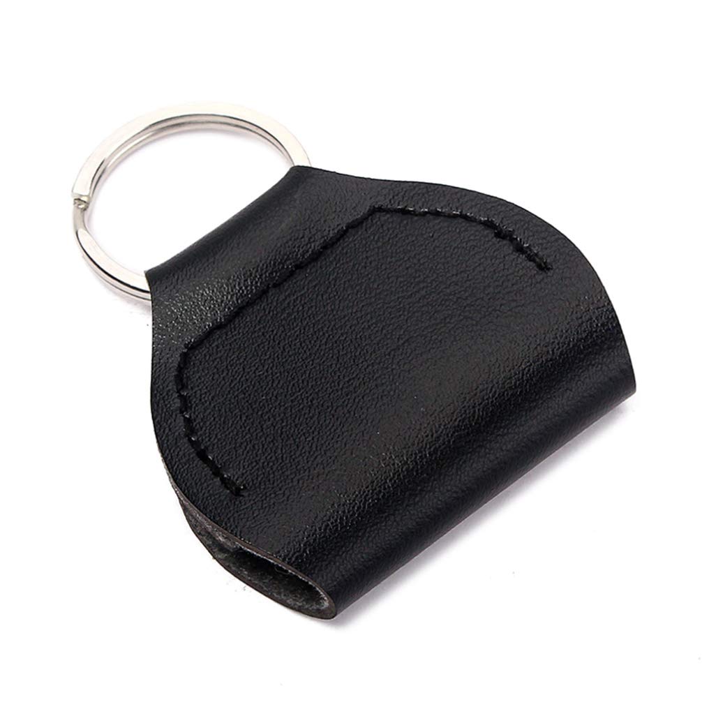 EXCEART Black Leather Guitar Keychain with Plectrum Holder - Music Accessories for Bass, Ukulele, and Guitar - Perfect for Musicians, Guitarists, and Music Lovers (Black) - Great for Gigs, Practice, and Travel