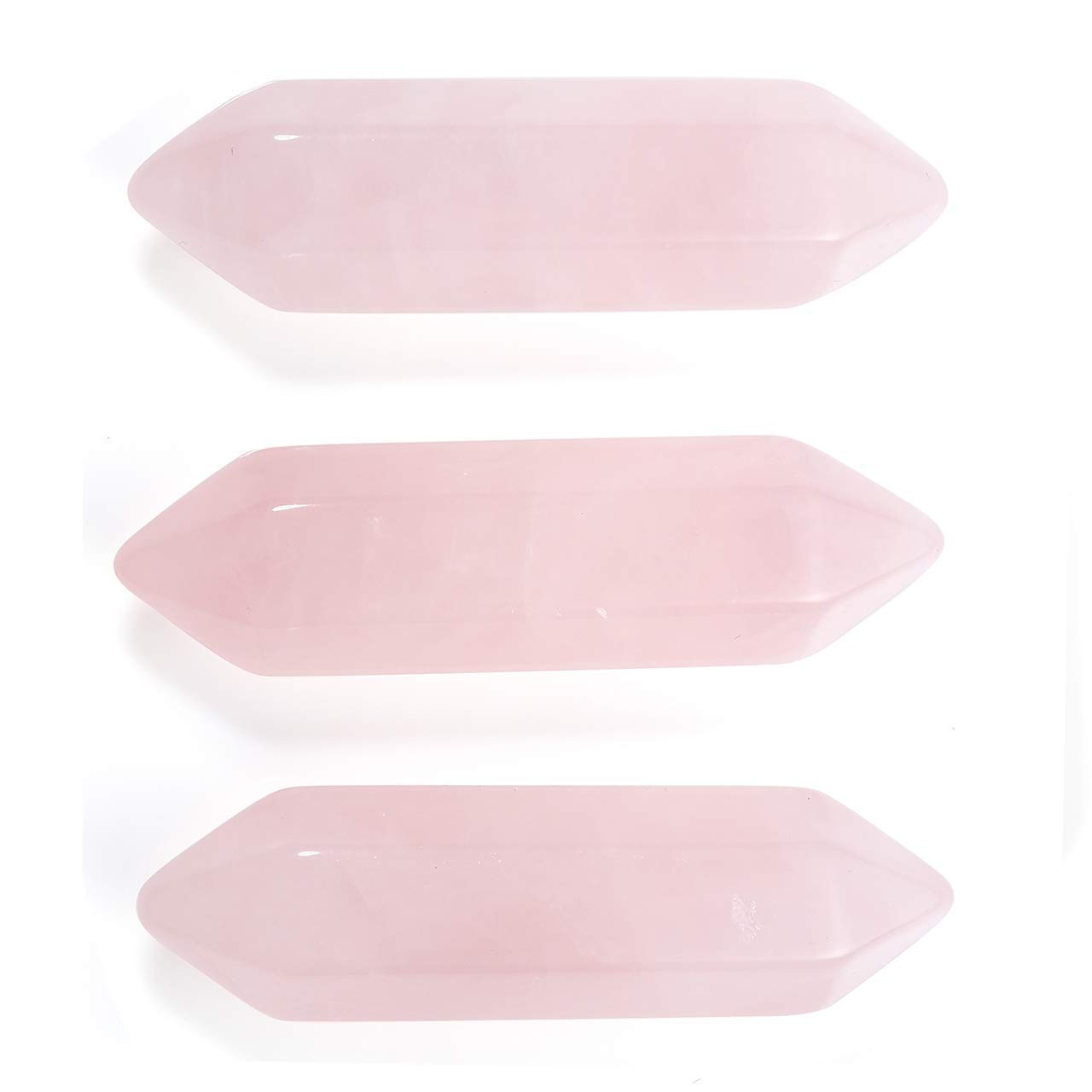 20pcs Rose Quartz Crystal Wands - 6 Faceted Reiki Healing Stones for Chakra Balancing, Meditation & Energy Work | Bulk Wholesale Gemstone Collection for Spiritual Wellness & Home Decor