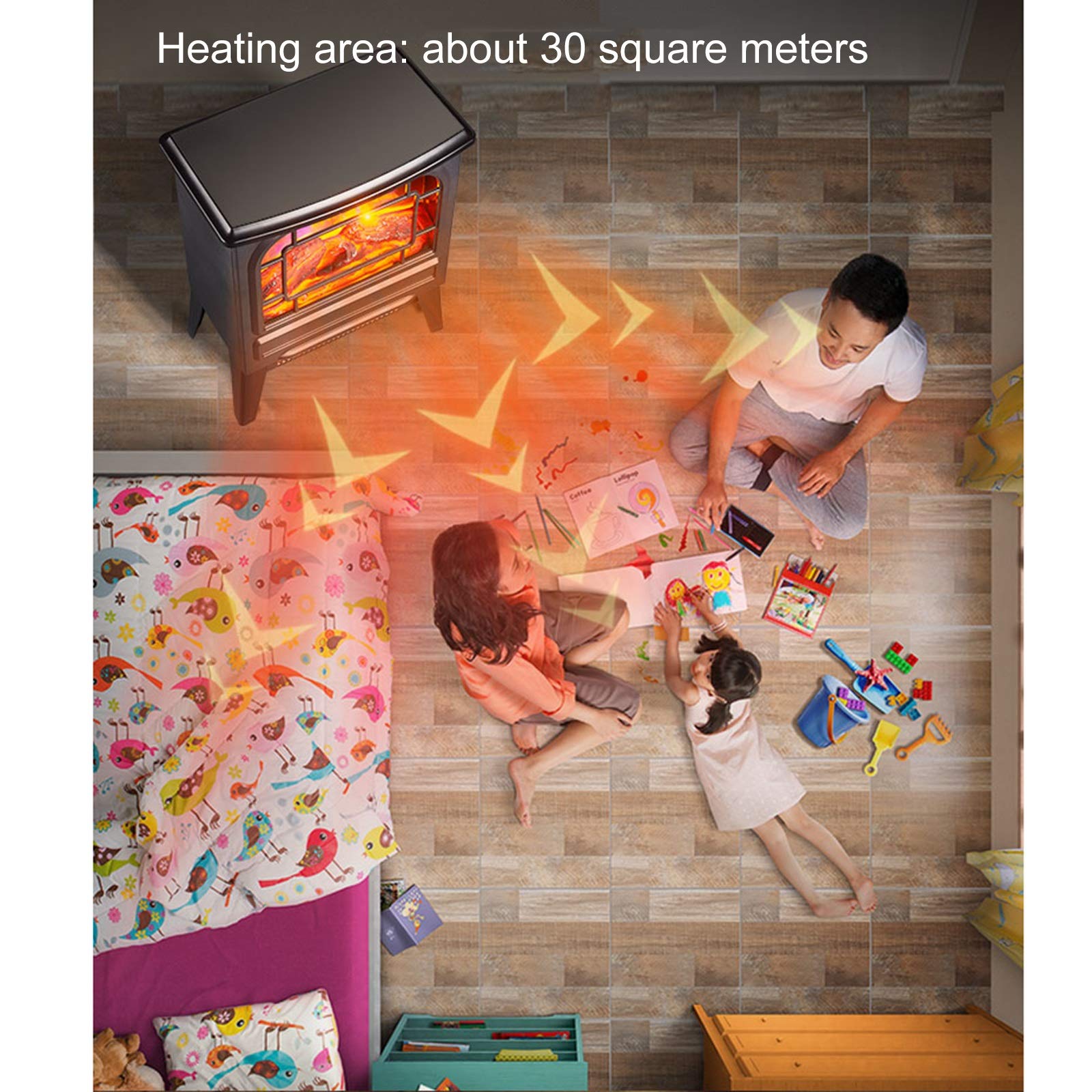 Electric Fireplace Suite - 1000/2000W Realistic Flame Effect Heater with Log Burner, Energy Efficient Indoor Electric Stove for Home & Office - Perfect for Living Room, Bedroom & Winter Warmth