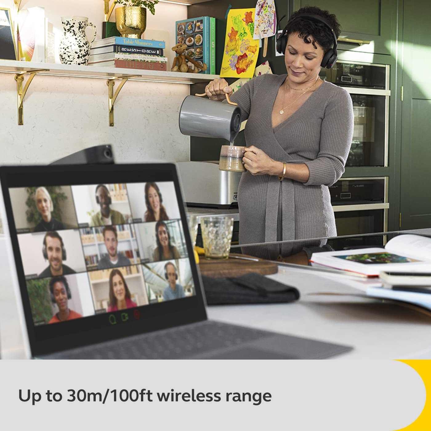 Jabra Evolve2 55 Wireless Stereo Headset with Active Noise Cancelling (ANC), Air Comfort Technology & Noise-Cancelling Microphones - Compatible with Zoom, Google Meet & UC Platforms - Black - Perfect for Remote Work, Online Meetings & Office Use