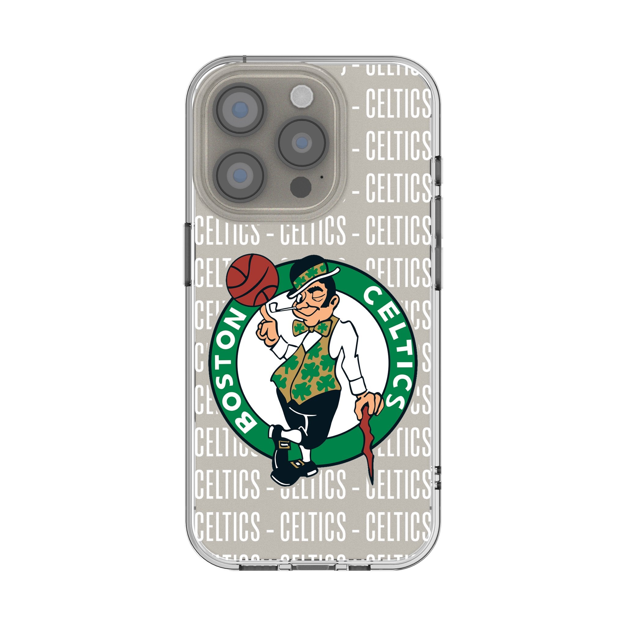 Boston Celtics Clear Text Backdrop Phone Case for Apple iPhone - Perfect for Celtics Fans, Game Days & Everyday Use