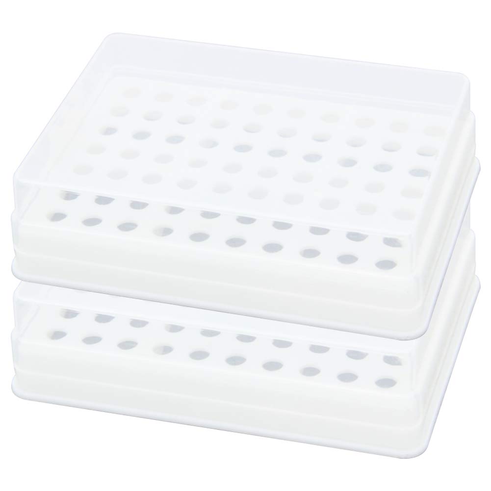 Othmro 2Pcs Acrylic Test Tube Rack Holder - 70 Well Centrifuge Tube Stand, White Plastic Lab Organizer for Laboratory Experiments, Science Projects & Party Decorations