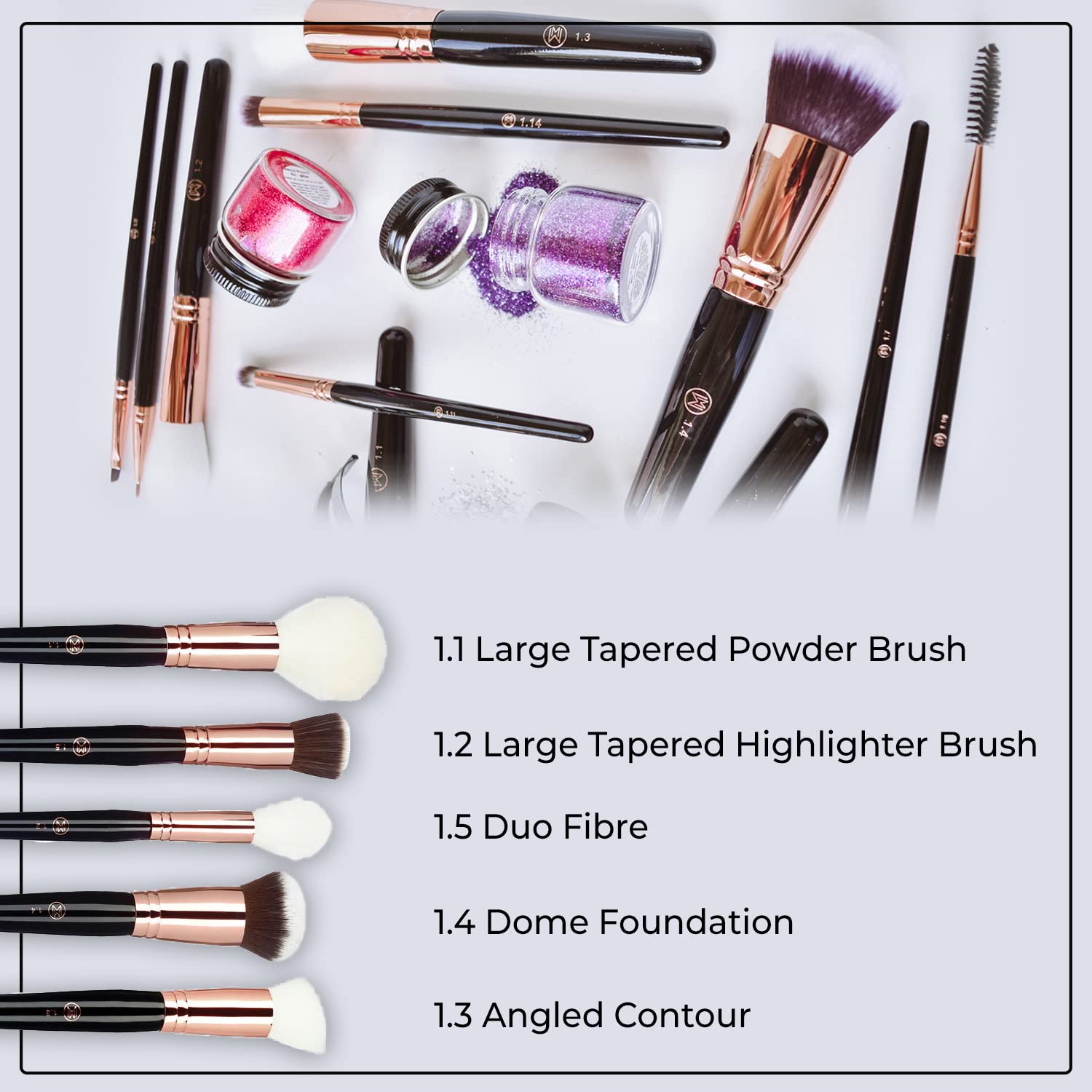 Professional 5-Piece Makeup Brush Set - Premium Fiber Brushes for Foundation, Powder, Concealer, Blush & Contouring | Face, Eye & Hair Makeup Tools with Beauty Blender | Perfect for Daily Makeup, Professional Salon & Travel