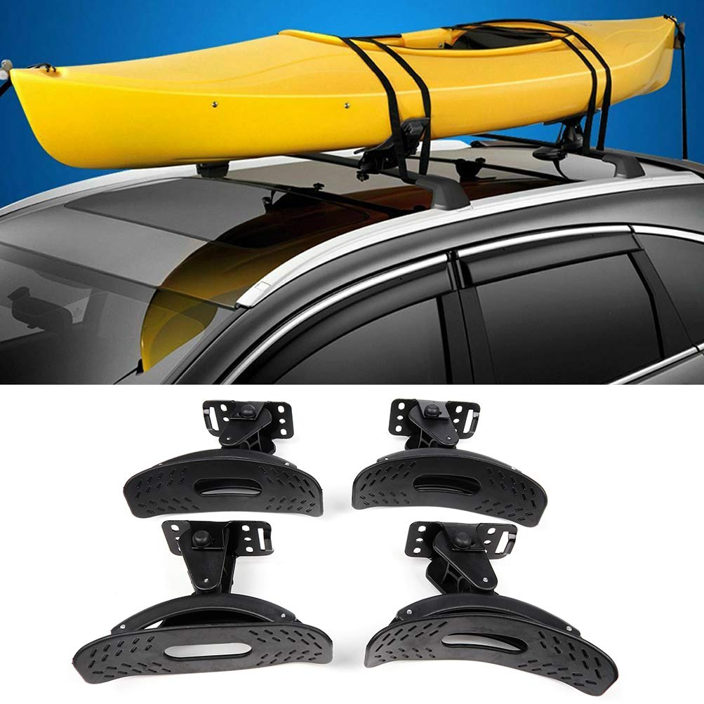 Aintier 4PCS Folding Kayak Rack - Heavy Duty Canoe, SUP & Surfboard Roof Rack for SUV, Truck and Car Crossbars | Perfect for Outdoor Adventures, Beach Trips and Water Sports