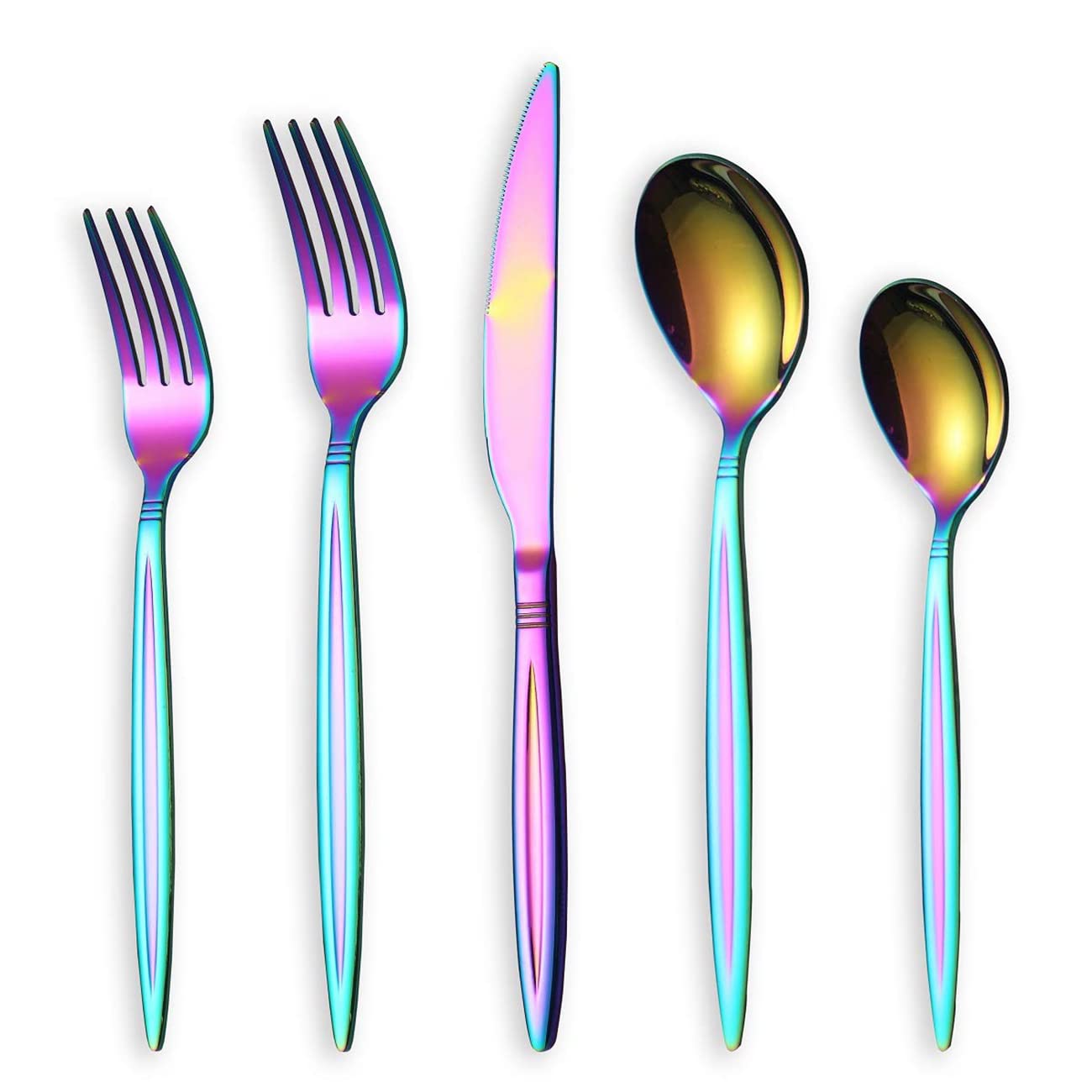60-Piece Stainless Steel Flatware Set for 12 - Mirror Polished Silverware with Spoon, Fork & Knife - Elegant Dining Utensils for Home & Restaurant Use - Dishwasher Safe (Iridescent Finish) - Perfect for Dinner Parties, Weddings & Everyday Meals