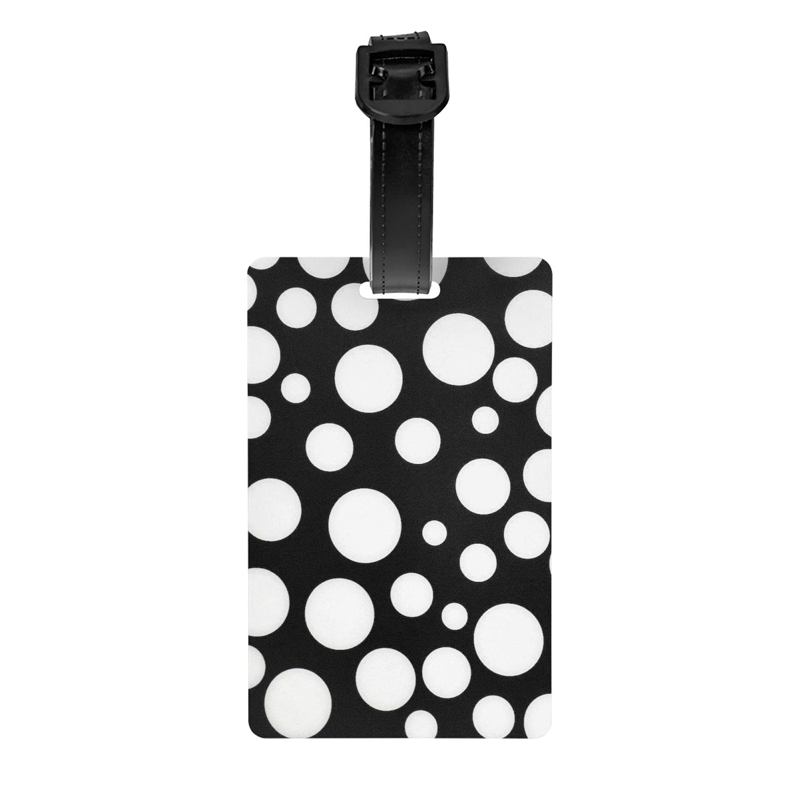 Stylish Black and White Polka Dot Luggage Tags - Durable Suitcase ID Labels for Travel Bags (Set of 2) - Perfect for Airplane Check-in, Cruise Vacations & Business Trips - Ideal Gift for Men & Women