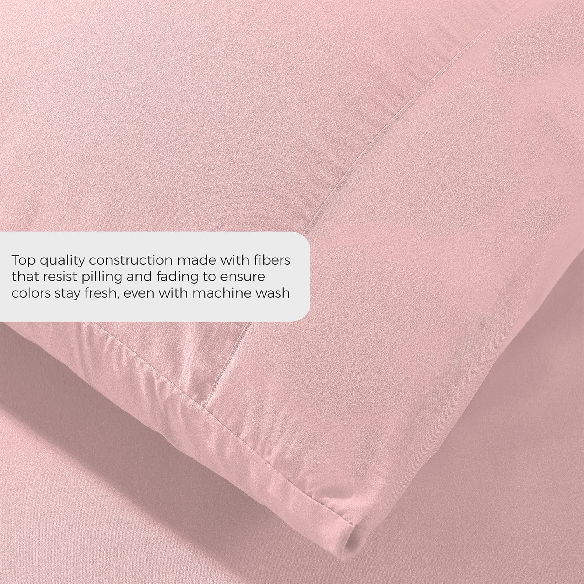 Luxury 1800 Brushed Microfiber Queen Duvet Cover Set - 3 Piece Soft & Breathable Comforter Cover with Zipper Closure & 2 Pillow Shams - Hotel Quality Bedding in Baby Pink - Perfect for Master Bedroom, Guest Room & Cozy Home Decor