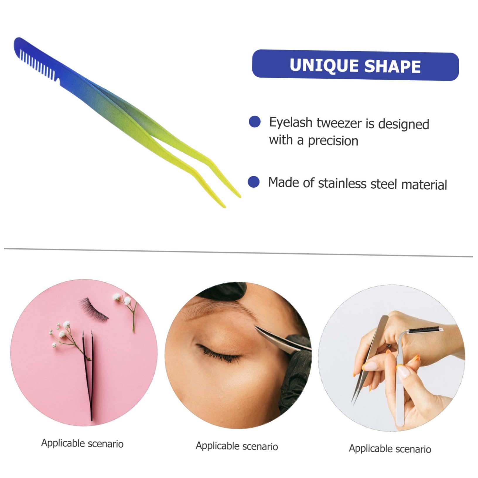 Precision Stainless Steel Eyebrow Tweezers with Comb - Professional Eyelash Extension Tools for Women, Lash Applicator & Grooming Accessories - Perfect for Salon, Home Use & Travel Makeup Kits