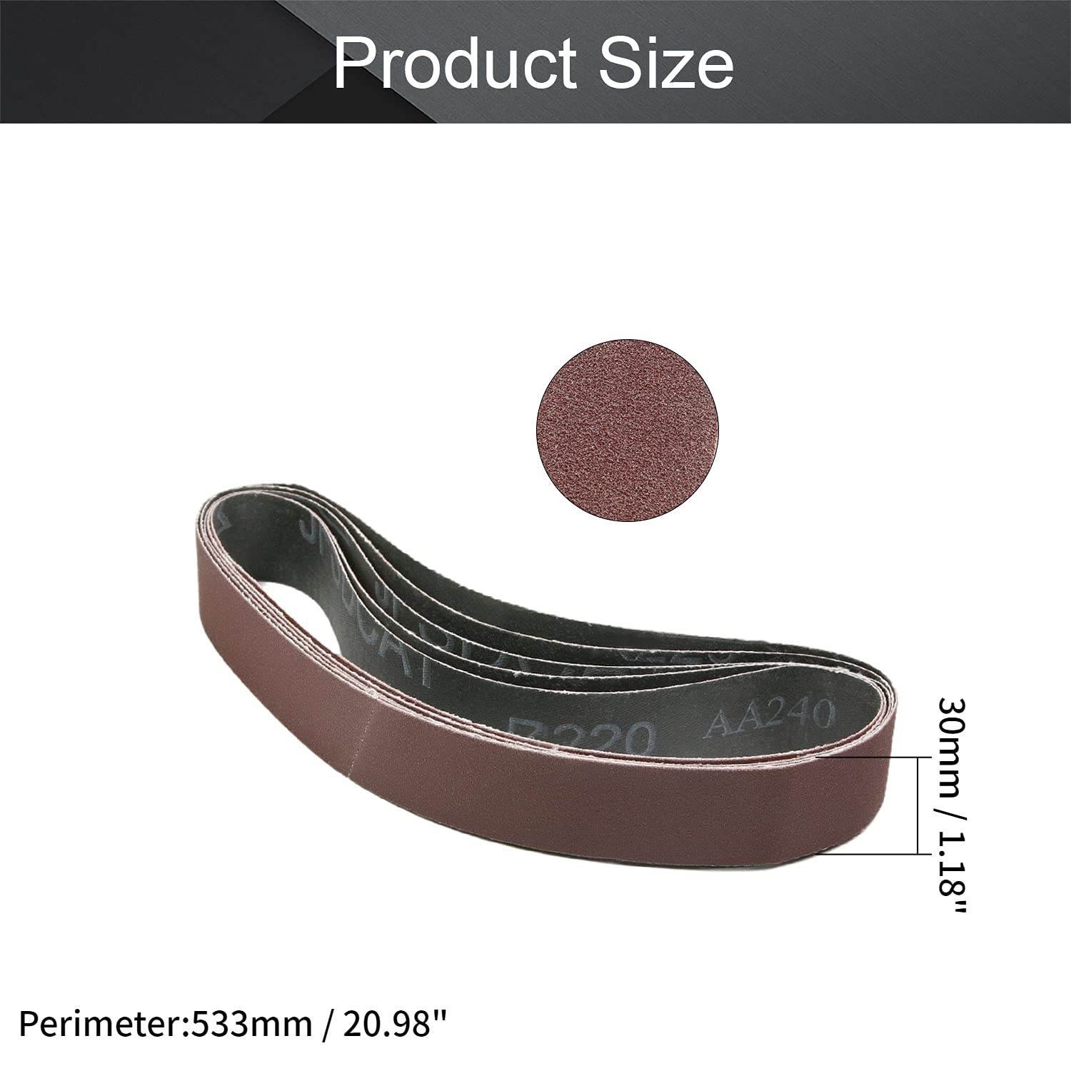 Utoolmart 1.2x21 Inch 240 Grit Aluminum Oxide Sanding Belt - 5 Pack for Wood Finishing, Metal Polishing & Drywall Sanding | Compatible with Portable Belt Sanders & Sharpening Tools | Durable Abrasive Paper for DIY & Professional Use