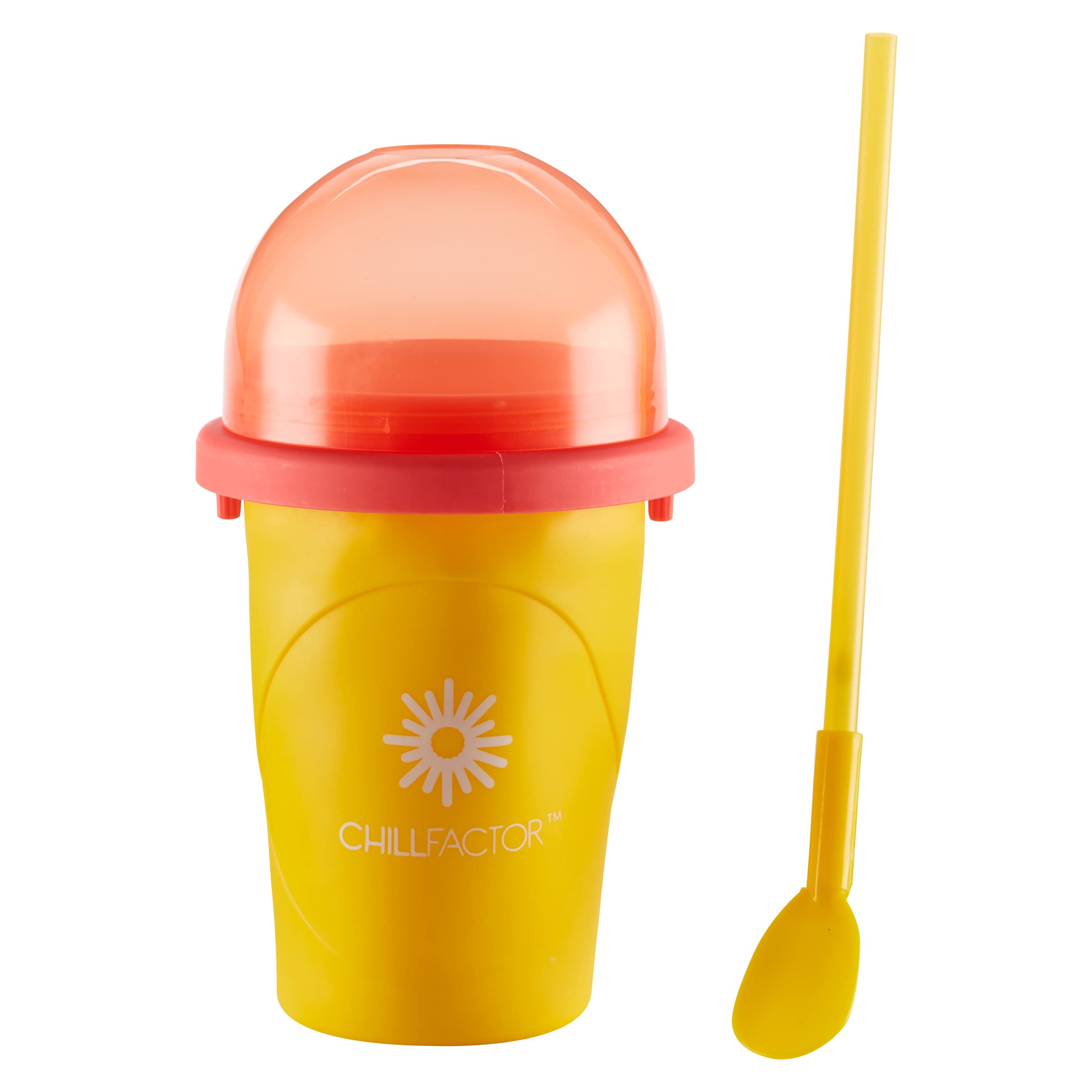 ChillFactor 07950 Mango Mania Reusable Slushy Maker - DIY Homemade Squeeze Cup for Frozen Drinks, Kitchen Toys, One Size, Red - Perfect for Summer Parties, Kids Activities & Backyard BBQs