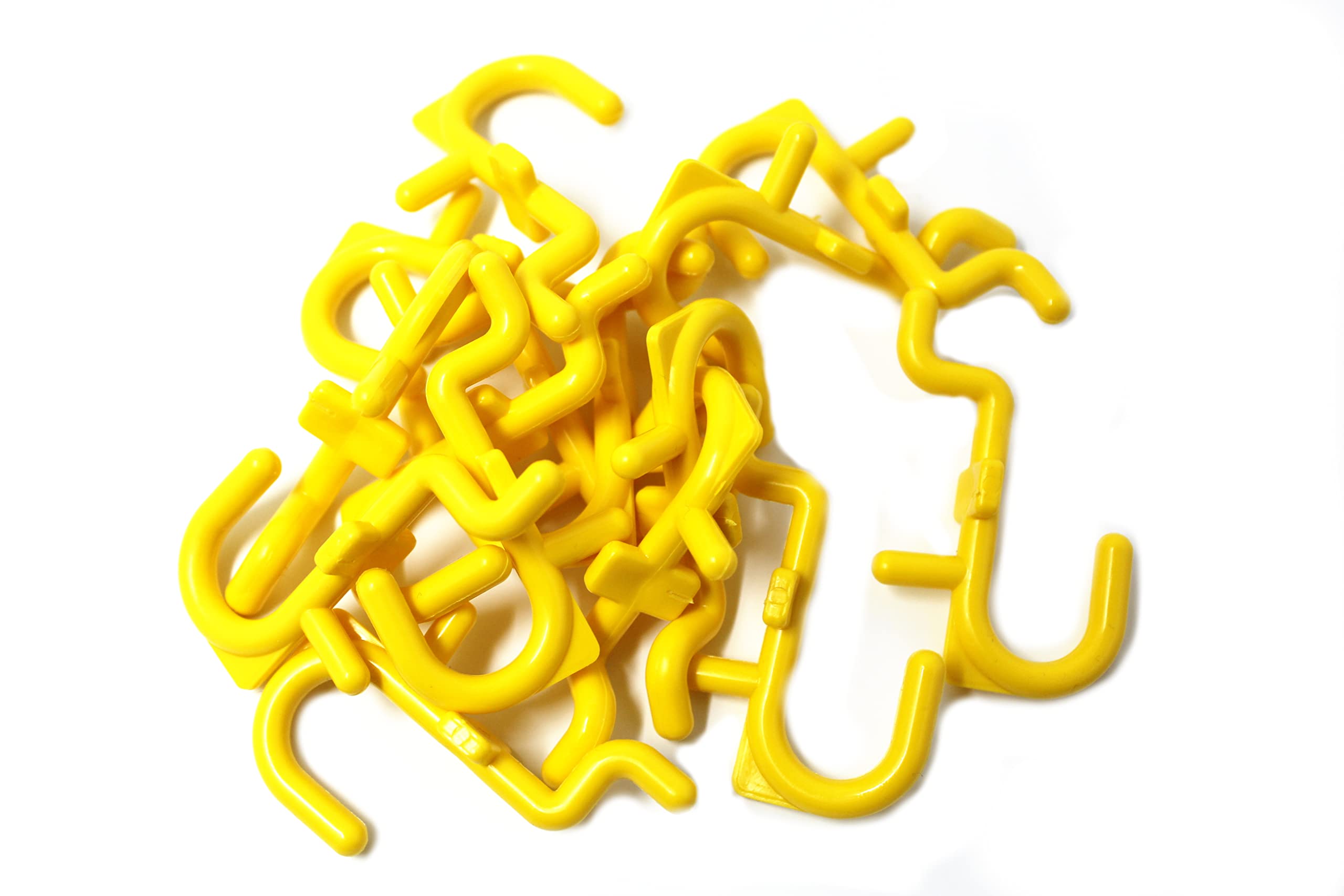 JSP Manufacturing 250-Pack Yellow Plastic J-Style Pegboard Hooks - Non-Locking Tool Organizer for Garage, Workshop & Craft Room Storage | Peg Board Accessories for Tools, Supplies & DIY Projects
