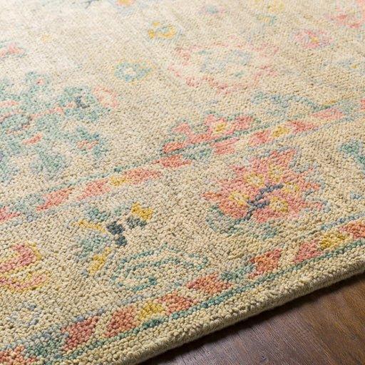 Hand-Knotted Wool Area Rug in Pink, Beige & Sage - Multiple Size Options for Living Room, Bedroom & Dining Room Decor
