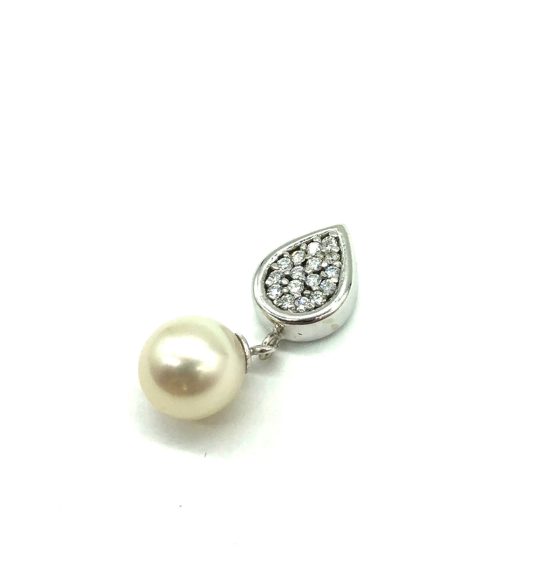 Exquisite Pearl and Diamond Dangle Pendant Necklace - Elegant Jewelry for Women, Perfect for Weddings, Parties & Special Occasions