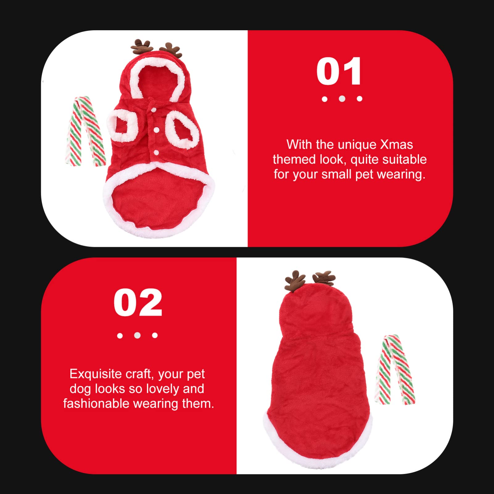 1 Set Christmas Dog Clothes for Small Dogs - Red Santa Costume with Hoodie, Scarf & Wool Flannel Outfit for Winter | Perfect for Holiday Photos, Parties & Festive Pet Fashion