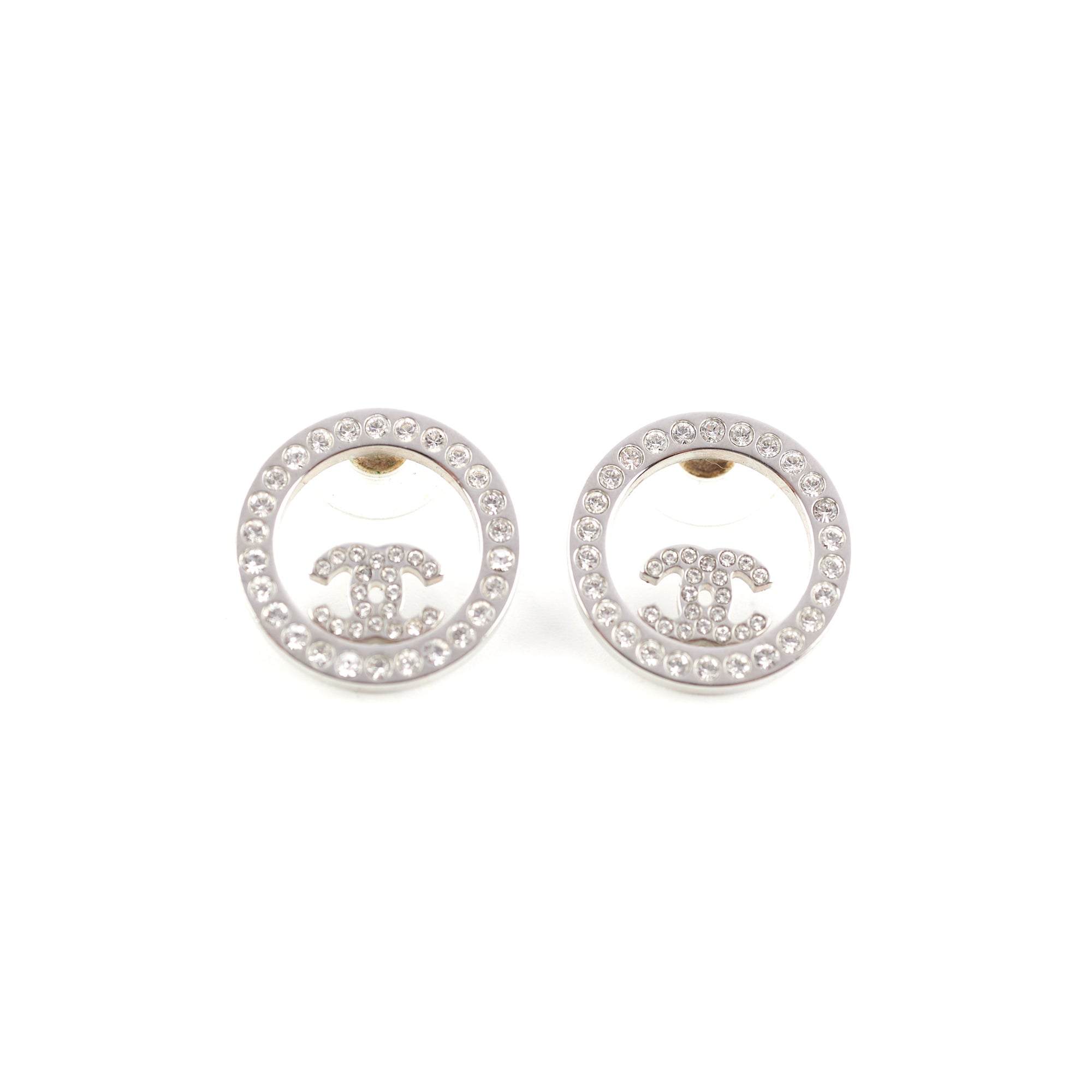 Chanel Round Rhinestone Logo Earrings - Fashion Jewelry for Women | Perfect for Parties, Weddings & Special Occasions