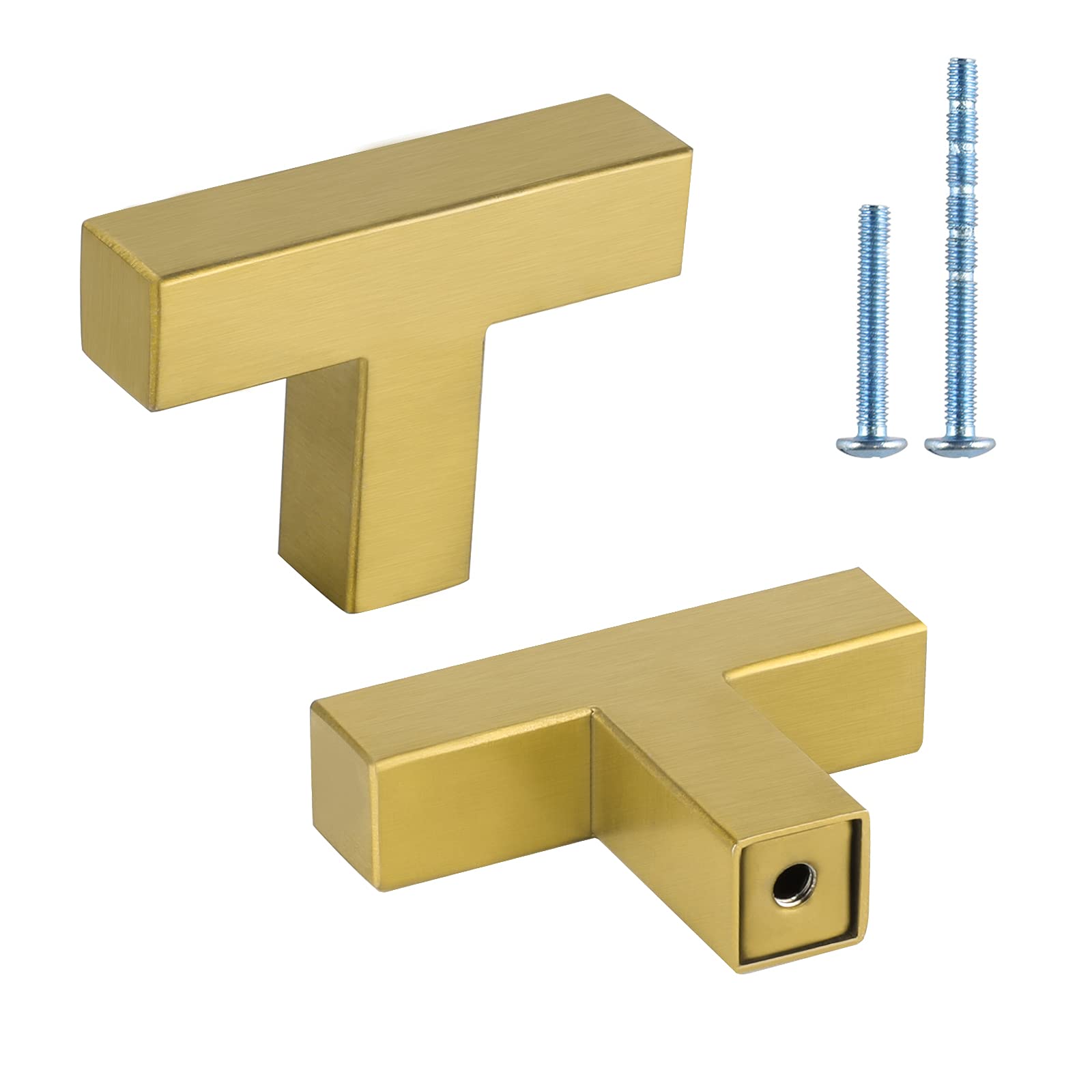 50 Pack Brushed Brass Square Dresser Knobs - Gold Cabinet Hardware for Kitchen, Bathroom, Closet & Cupboard - Perfect for Home Renovation & Furniture Upgrade