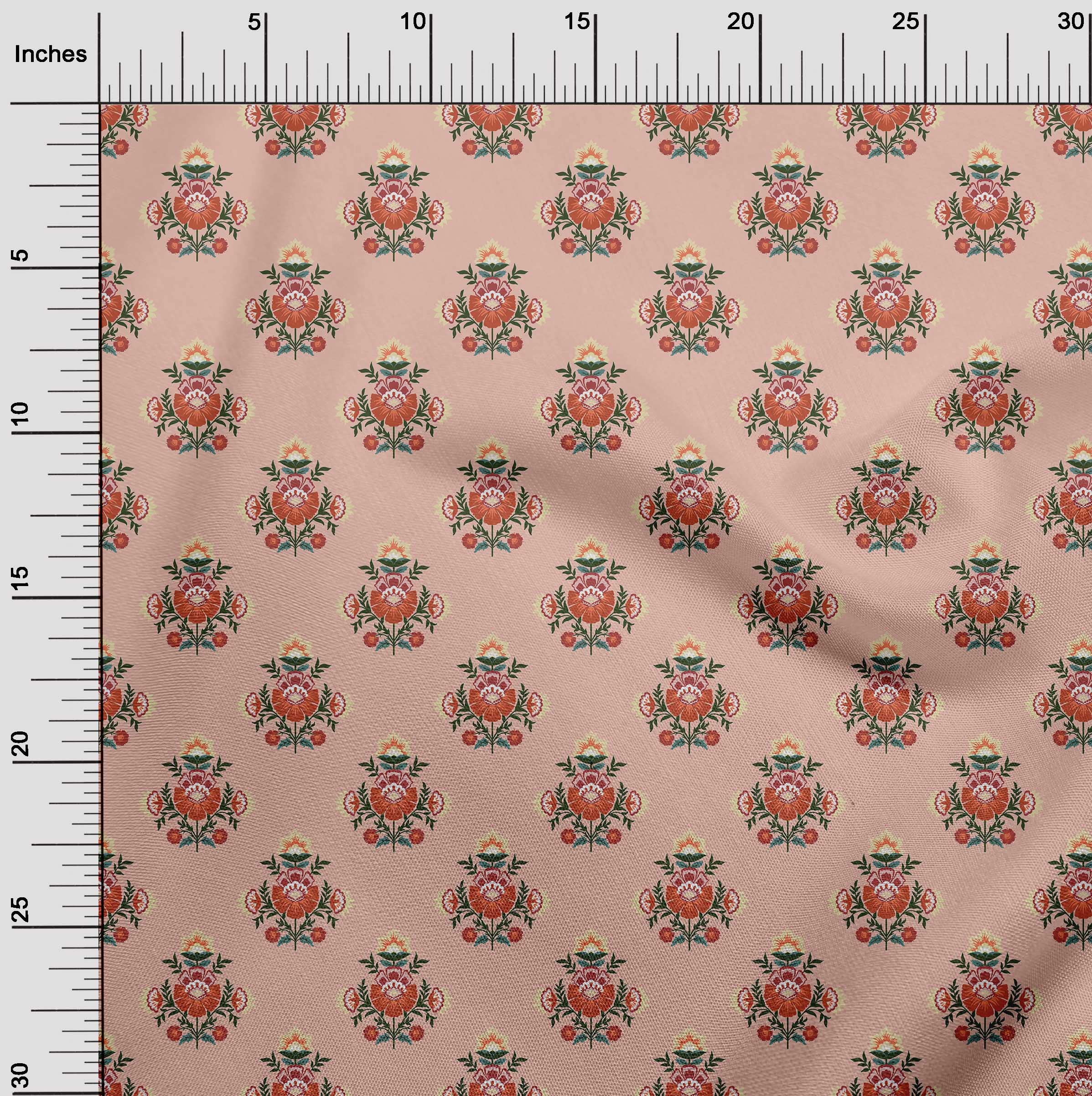 oneOone Viscose Jersey Dusty Pink Mexican Floral Print Fabric by The Yard - 60 Inch Wide Soft Draping Dress Material for Boho Chic Dresses, Skirts & DIY Fashion Projects