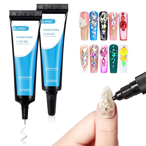 2PCS Rhinestones Nail Glue Gel