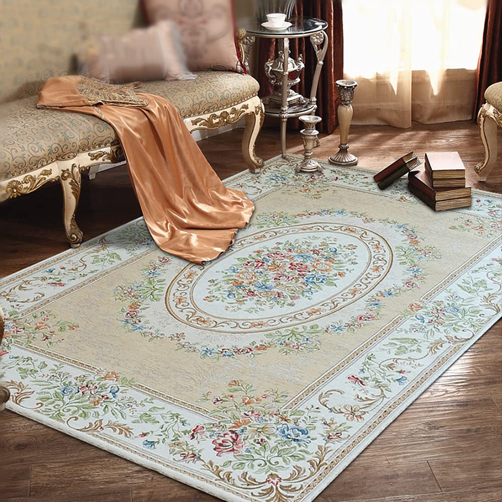 Ukeler Floral Area Rug - 63''x90'' Beige Rose Design Accent Carpet for Living Room, Dining Room & Bedroom | Soft Non-Slip Floor Mat for Home Decor, Farmhouse Style Interior | Perfect for Cozy Spaces, Housewarming Gifts