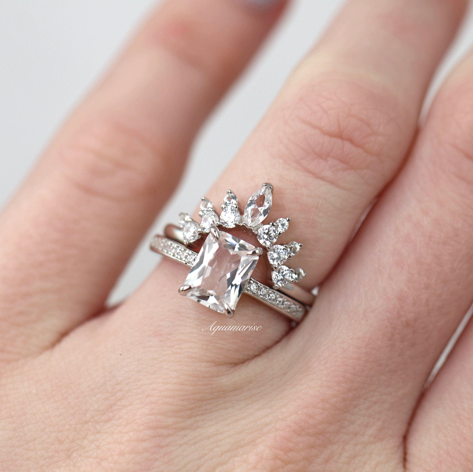 Elegant Ava White Sapphire Ring in Sterling Silver - Perfect for Weddings, Anniversaries & Special Occasions