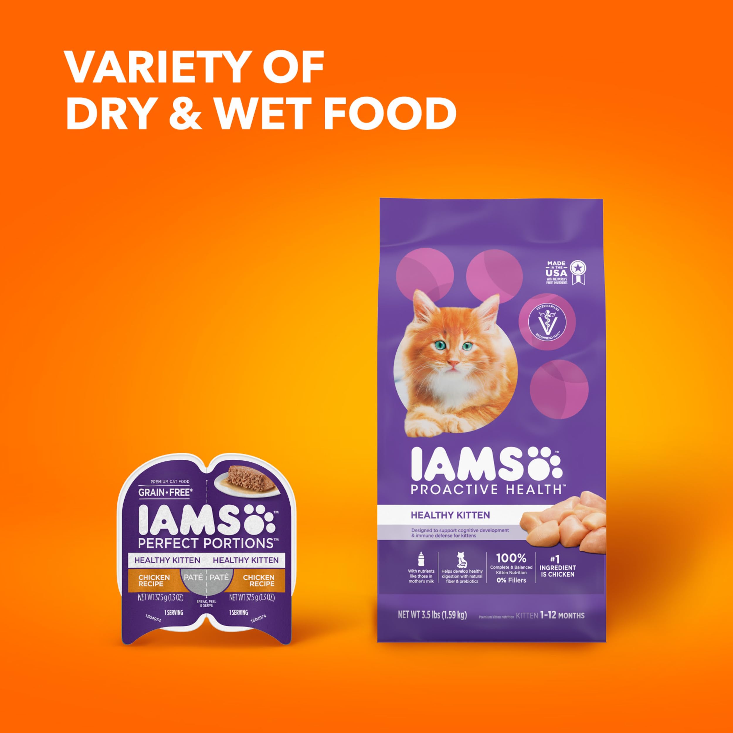 IAMS PROACTIVE HEALTH Dry Cat Food for Kittens - Chicken Recipe, 7 lb Bag - Supports Immune System & Healthy Growth - Perfect for Growing Kittens at Home