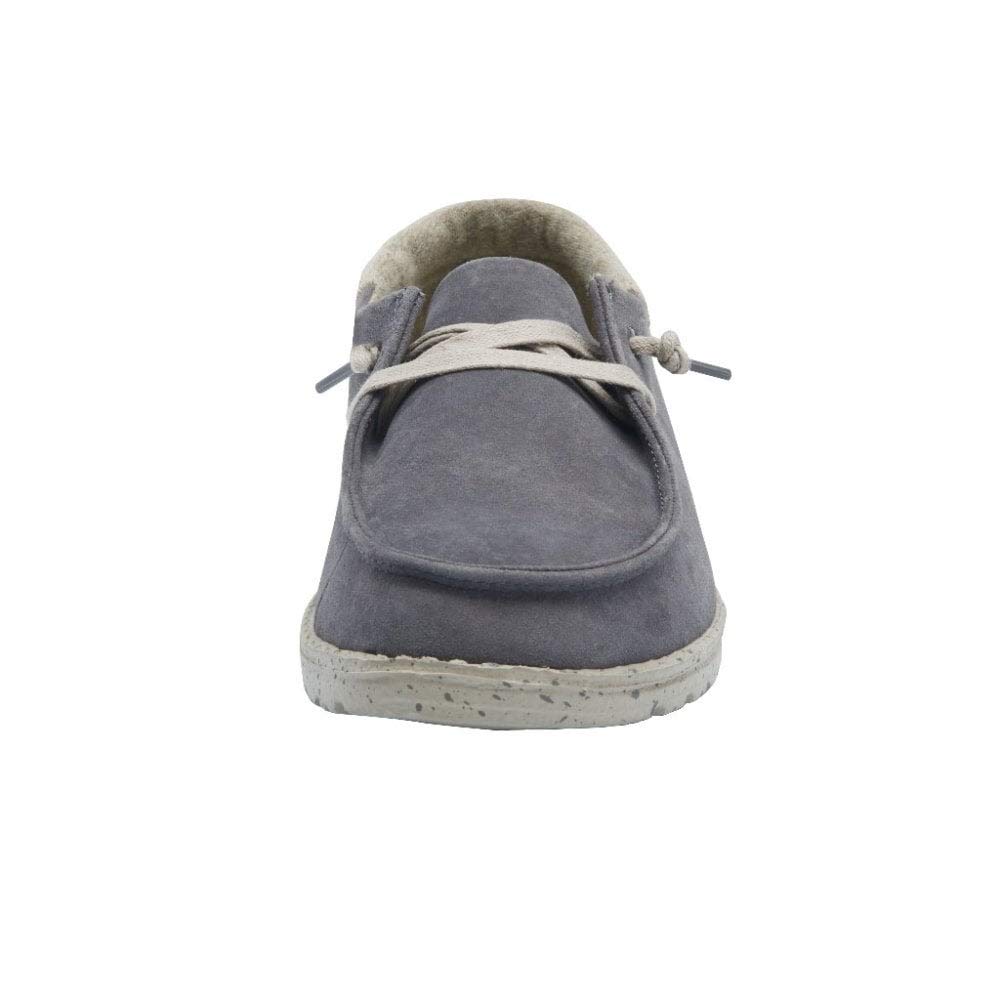 Hey Dude Women's Wendy Suede Dark Grey Slip-On Loafers - Size 5 | Comfortable Lightweight Casual Shoes for Women | Perfect for Walking, Travel & Everyday Wear