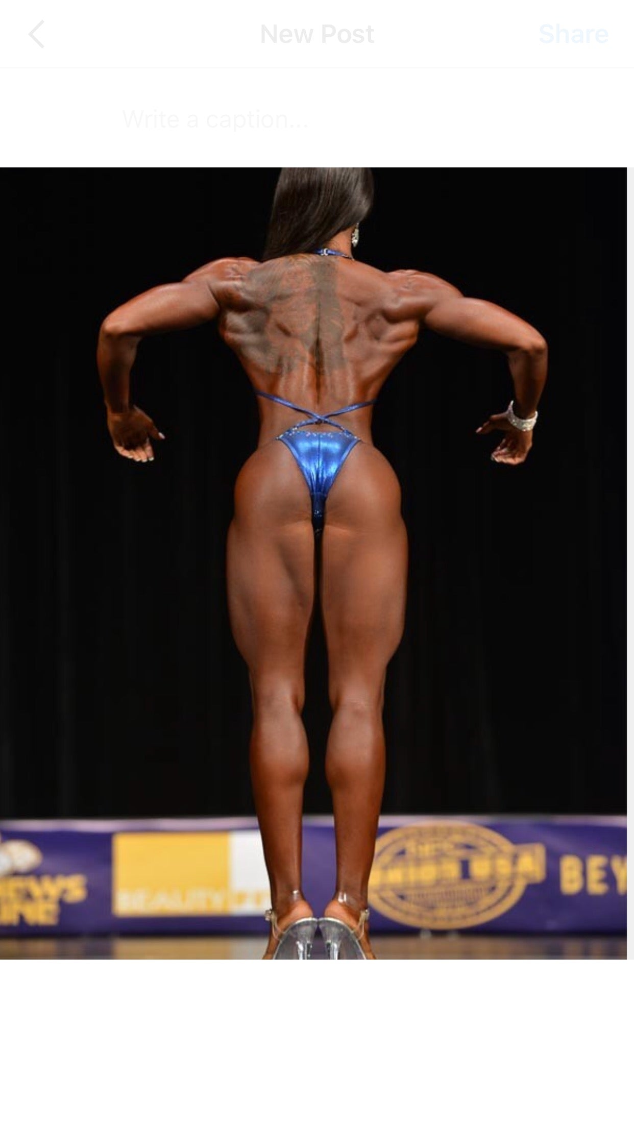 Royal Blue Custom Figure Physique Posing Bikini Suit with Colored Stones - Competition Swimwear for Bodybuilding & Fitness Pageants