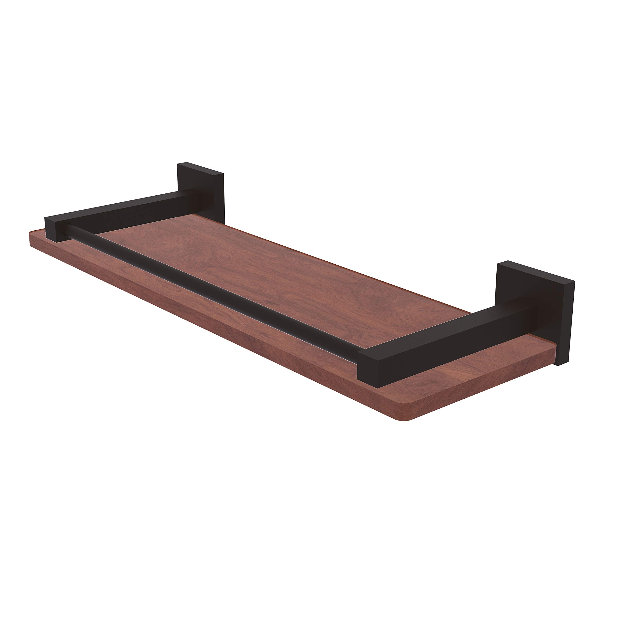 Allied Brass MT-1-16-GAL-IRW Montero Collection 16 Inch Solid IPE Ironwood Gallery Rail Wood Shelf in Oil Rubbed Bronze - Perfect for Bathroom Towel Bars, Kitchen Shelving & Rustic Home Decor