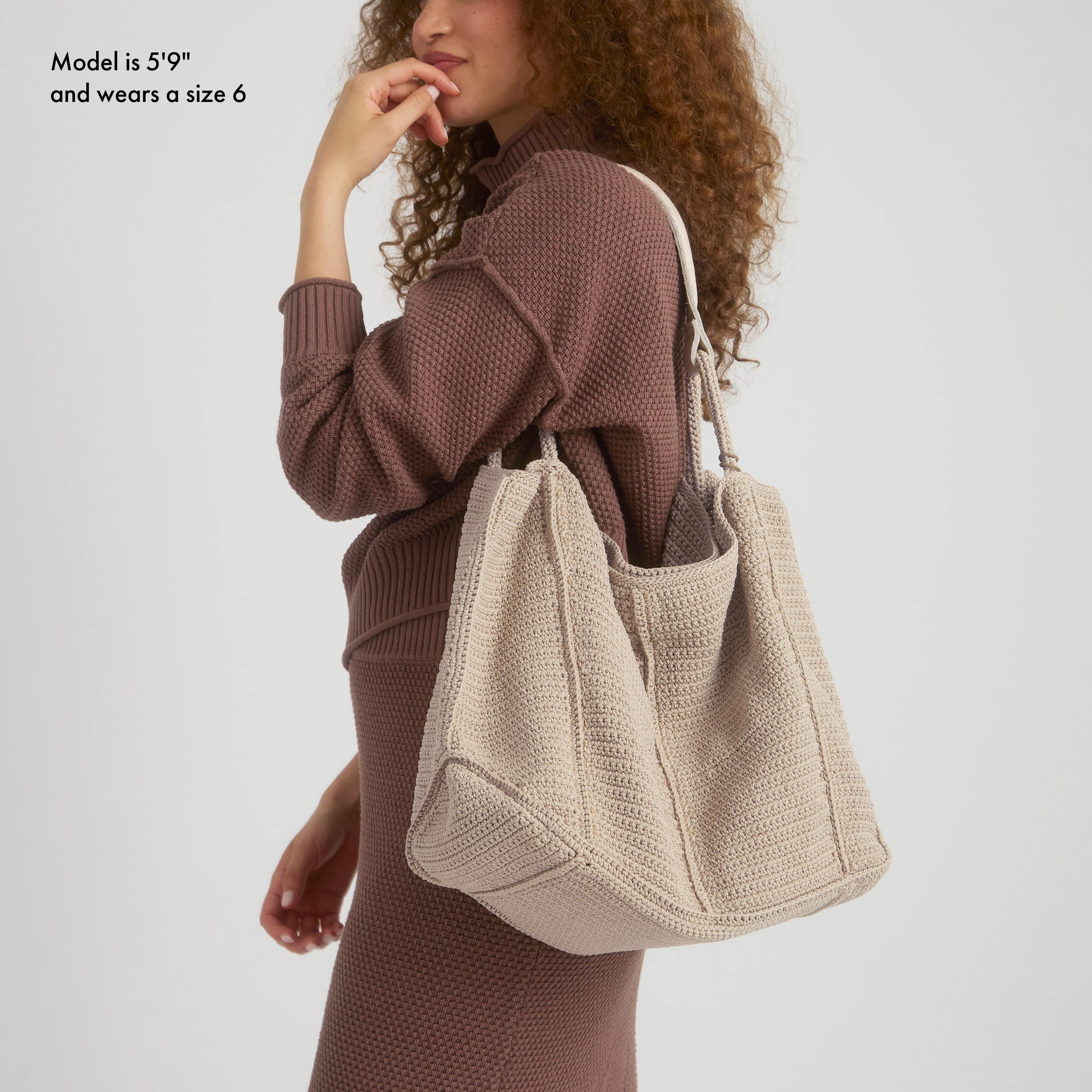Handmade Los Feliz Large Crochet Tote Bag in Ecru - Perfect for Beach, Shopping & Everyday Use
