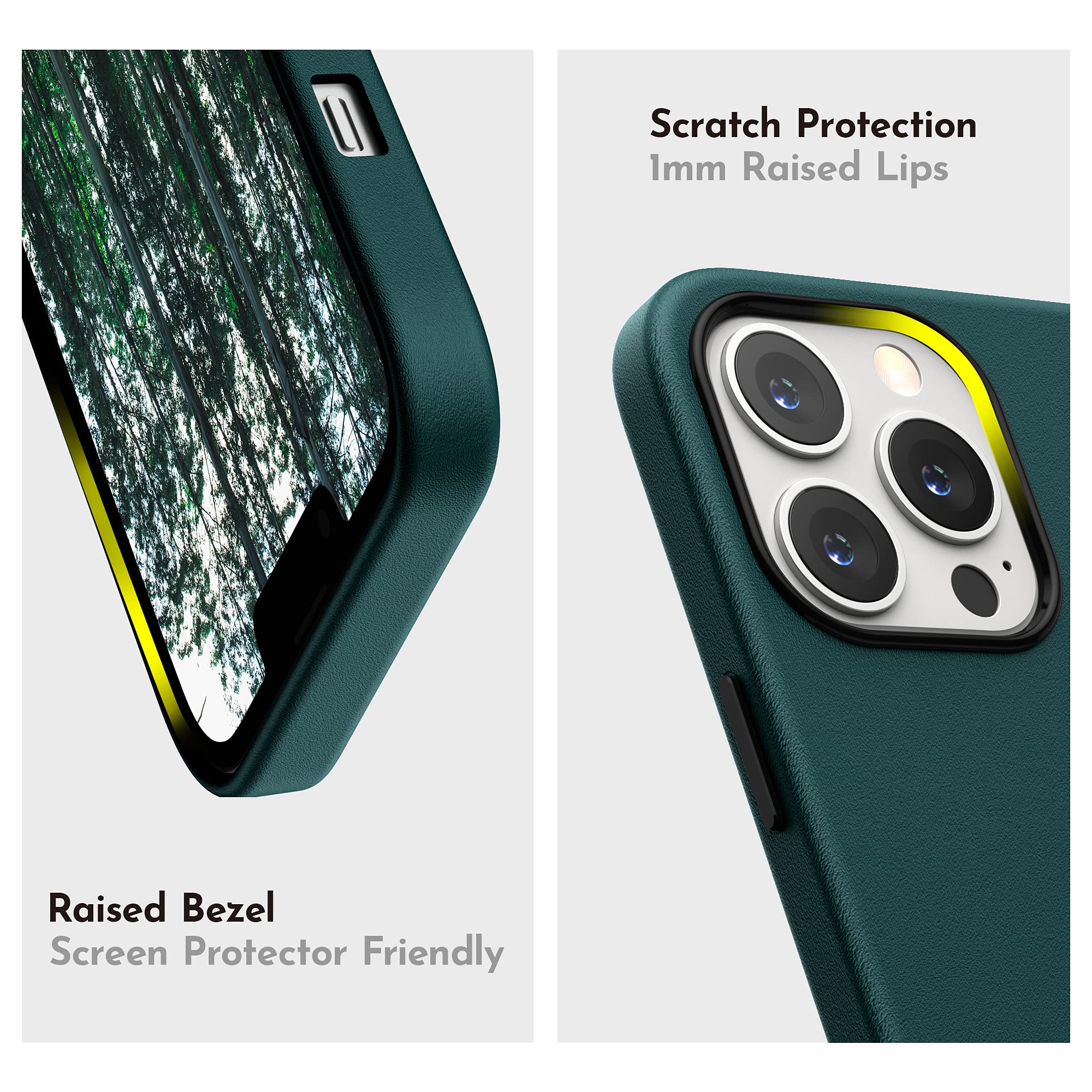 Premium Faux Leather iPhone 13 Pro Max Case (6.7 inch 2021) - SURPHY Slim Protective Phone Cover with Metallic Buttons & Soft Microfiber Lining | Teal Green | Perfect for Work, Travel & Everyday Use