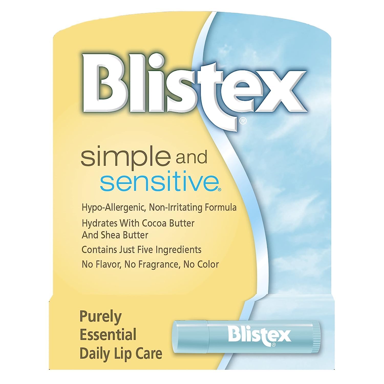 Blistex Hypoallergenic Lip Moisturizer with Cocoa & Shea Butter - Fragrance Free, Sensitive Skin Care - 0.15 oz (12 Pack) - Perfect for Dry Lips, Cold Weather & Daily Hydration