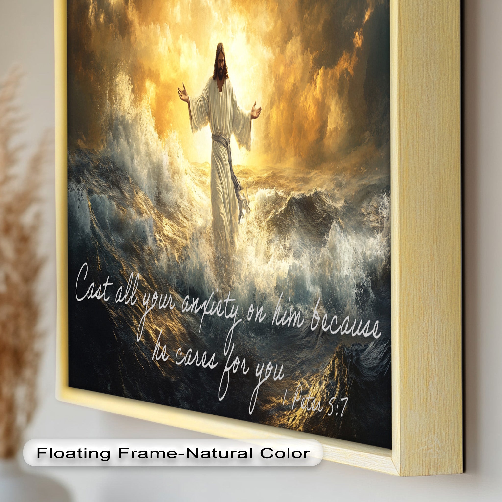 1 Peter 5:7 Trust in God Bible Verse Oil Painting - Christian Wall Art for Home, Church & Office Decor