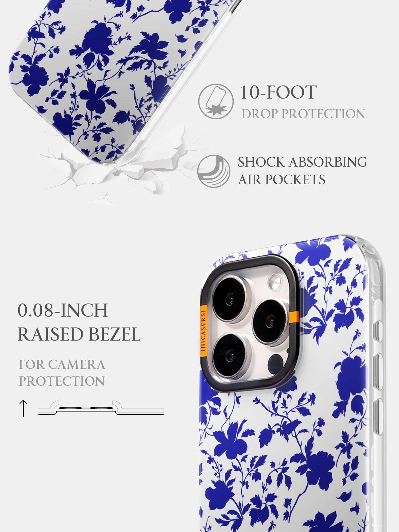 Floral Bow Print Phone Case - Navy Blue Aesthetic Cover for iPhone & Samsung | Perfect for Everyday Use, Gifts & Fashion Accessories