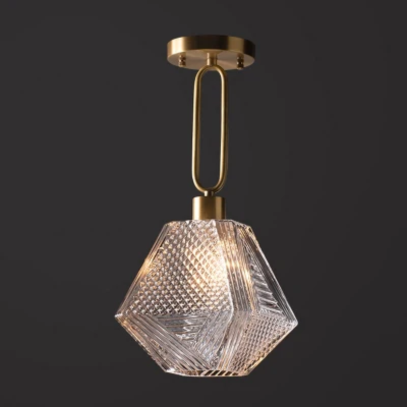Vintage Diamond Cut Art Deco Pendant Light - Elegant Ceiling Fixture for Dining Room, Kitchen & Bedroom Lighting