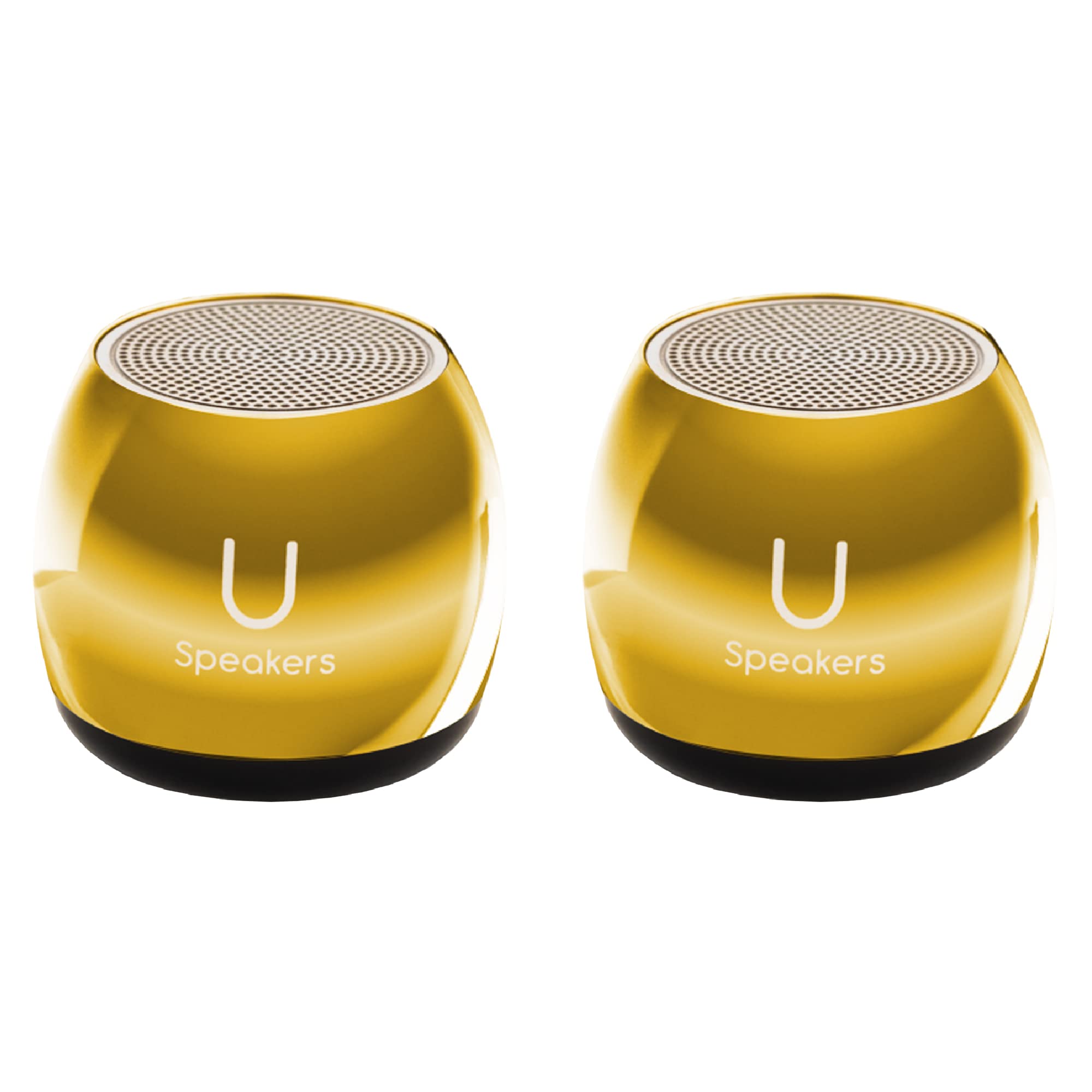 Premium 2-Pack U Speakers - Wireless Bluetooth Computer Speakers with Built-in Mic & Selfie Remote Control for Desktop, Laptop, PC, Tablet - Mirror Gold | Perfect for Home Office, Gaming & Video Conferencing