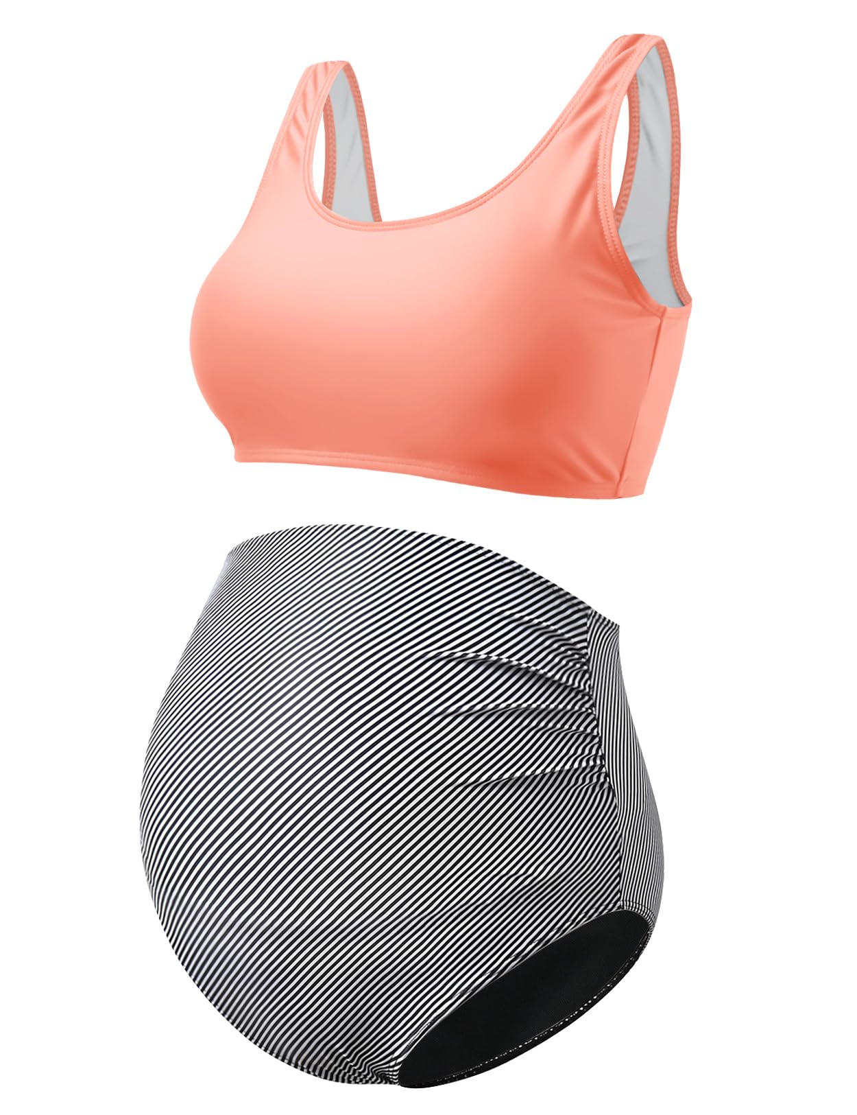 **DEBELLY Maternity Bikini Set – Sporty 2-Piece Swimsuit with Tank Top & High Waist Bottom for Women – Comfortable Pregnancy Swimwear for Pool, Beach & Maternity Photos**