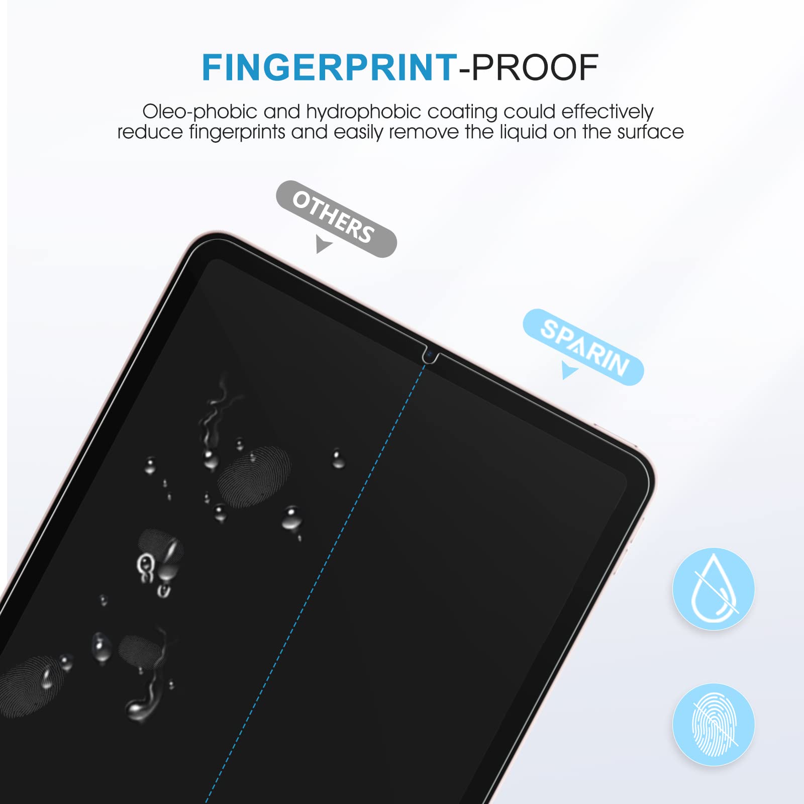 [2-Pack] SPARIN Tempered Glass Screen Protector for iPad Air 5th/4th Generation 10.9 Inch - Anti-Scratch, Bubble-Free, HD Clear Protection for Work, Study & Entertainment
