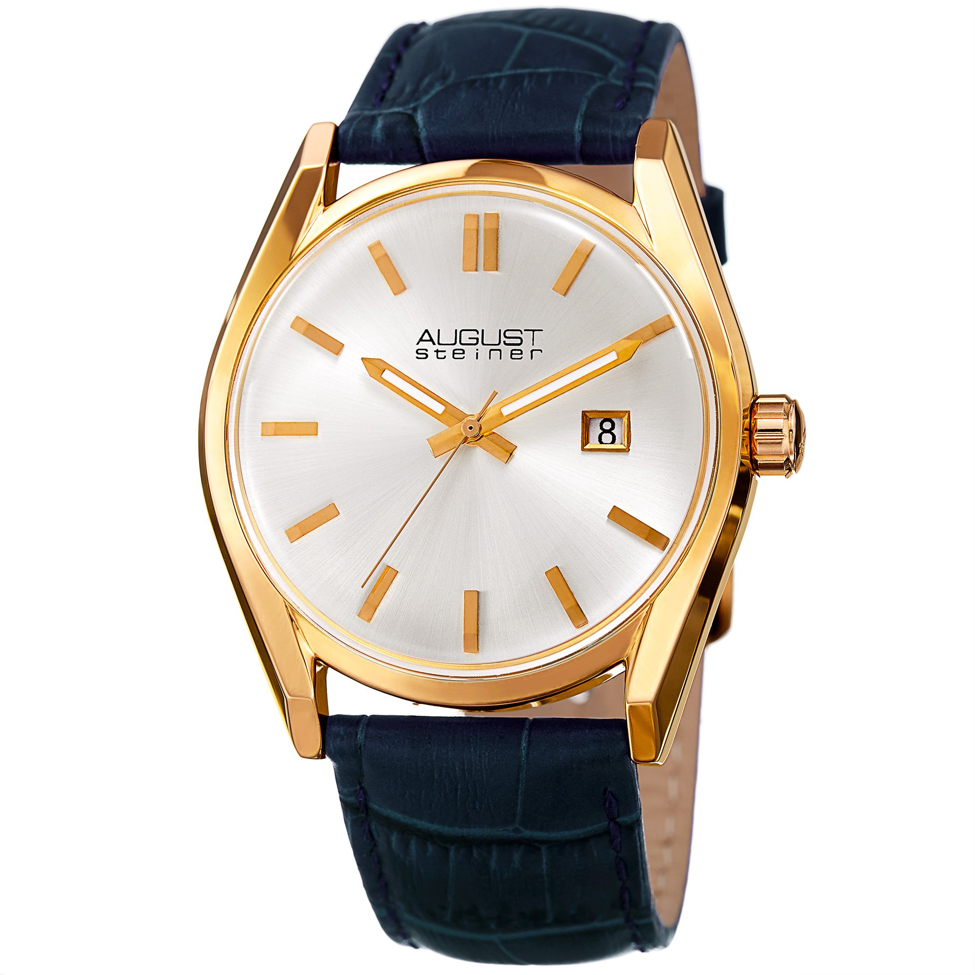 August Steiner Women's AS8221 Watch - Date Window, Alligator Leather Strap for Office & Evening Wear