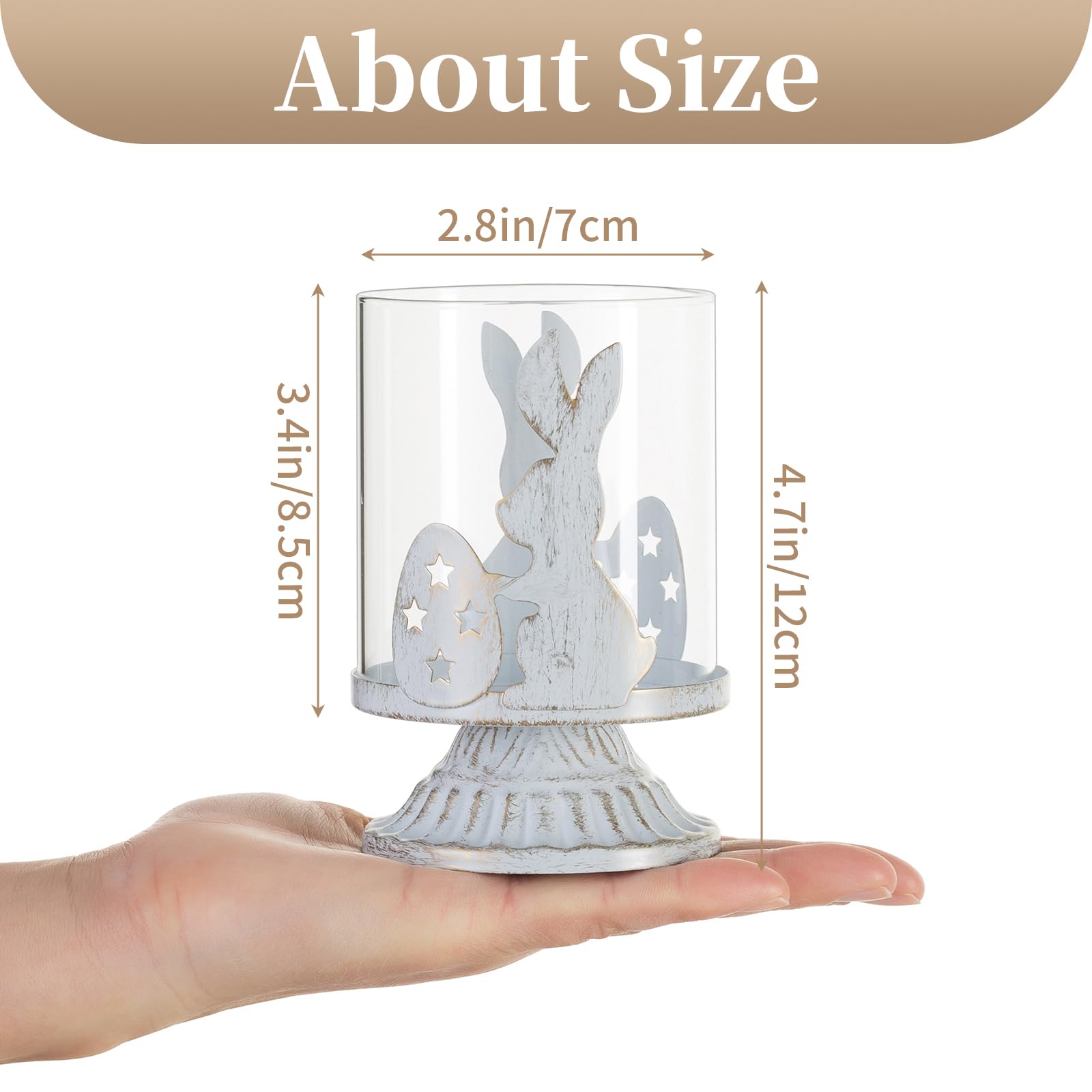 Distressed White Bunny Pillar Candle Holders for Easter Decor - Rabbit Tealight Candle Holders for Table Centerpieces, Family Party Events & Spring Home Decor | Perfect for Easter Gifts, Wedding Decorations and Holiday Table Settings