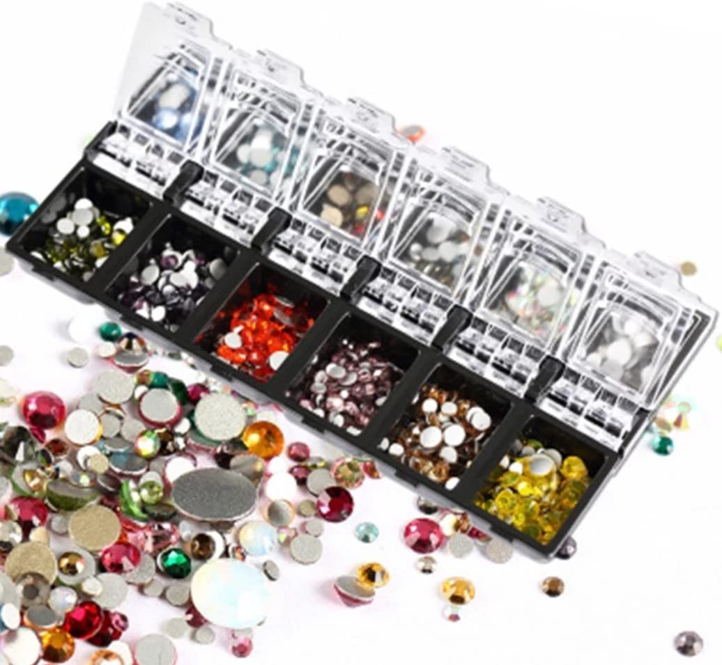 SHILLS PROFESSIONAL 12-Grid Plastic Nail Art Storage Box - Black Empty Organizer for Rhinestones, Beads & Jewelry - Perfect for Salon, Home DIY & Professional Nail Technicians