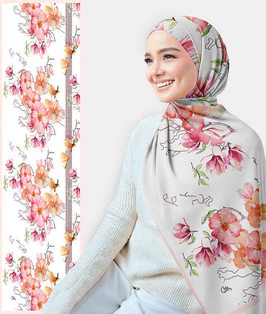 Sameya Printed Chiffon Scarf - Lightweight Rectangular Fashion Scarf for Women, Elegant Floral Design - Perfect for Office, Party, and Everyday Wear