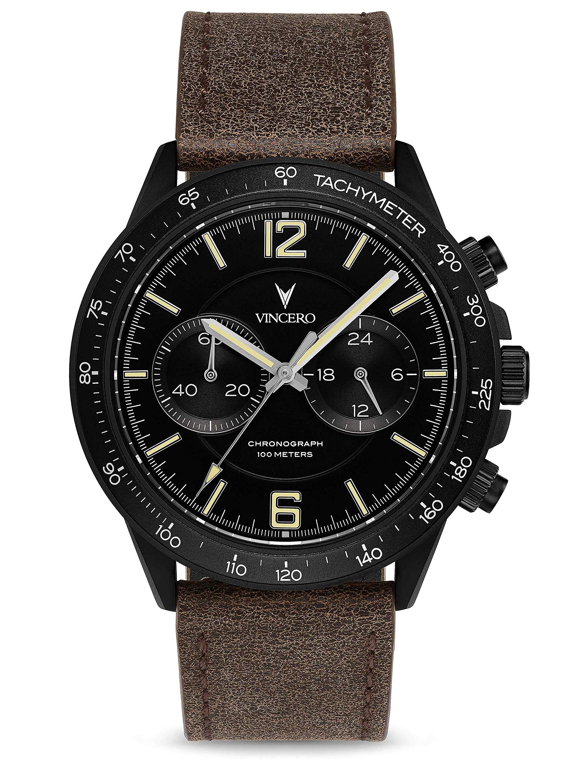 Vincero Apex Luxury Men's Chronograph Watch - 42mm Japanese Quartz Movement Wristwatch for Business, Formal & Casual Wear