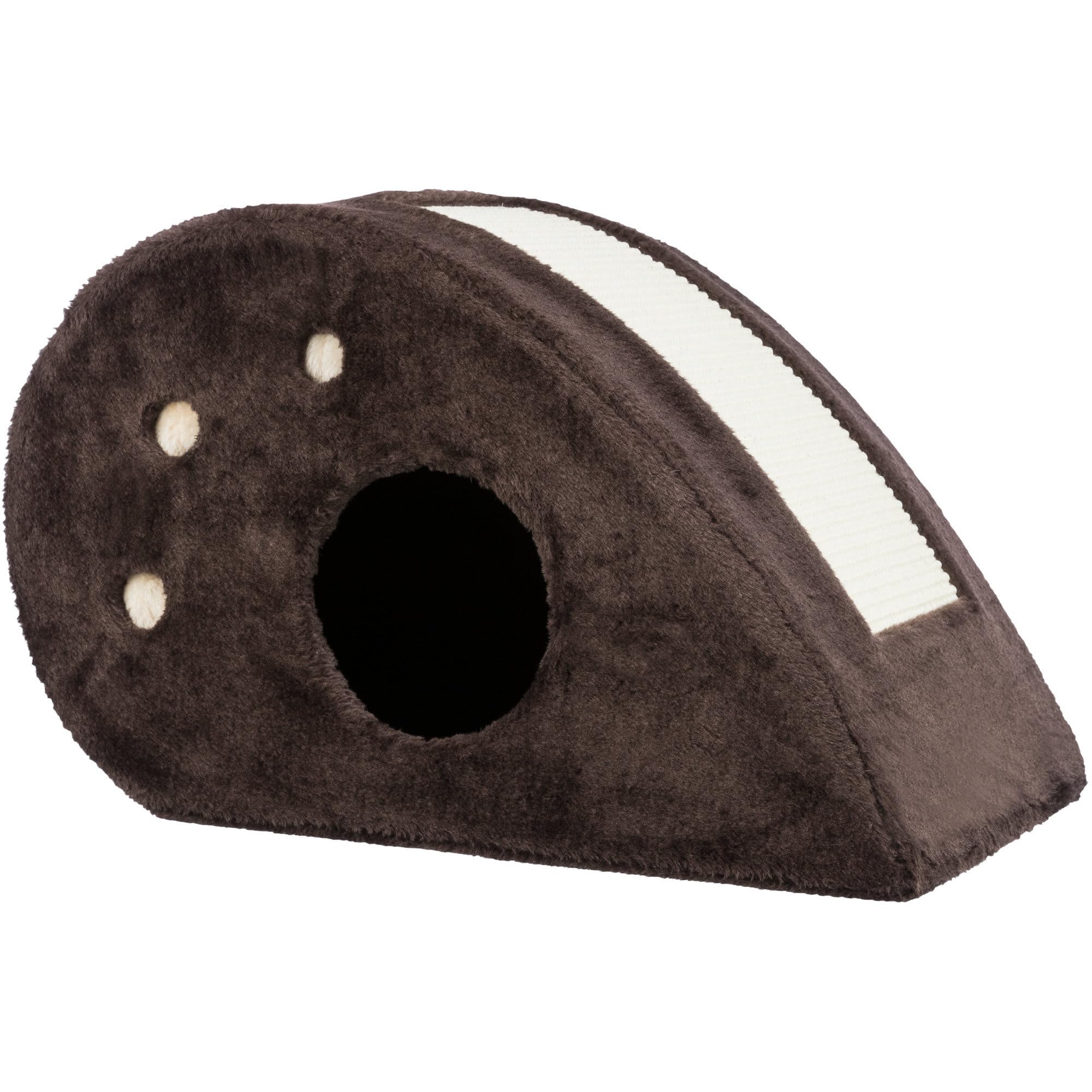 TRIXIE Cat Tree Condo with Scratching Post & Hanging Toys - Multi-Level Cat Tower for Climbing & Play - Cozy Brown Pet Furniture for Indoor Cats - Perfect for Small Spaces & Apartment Living